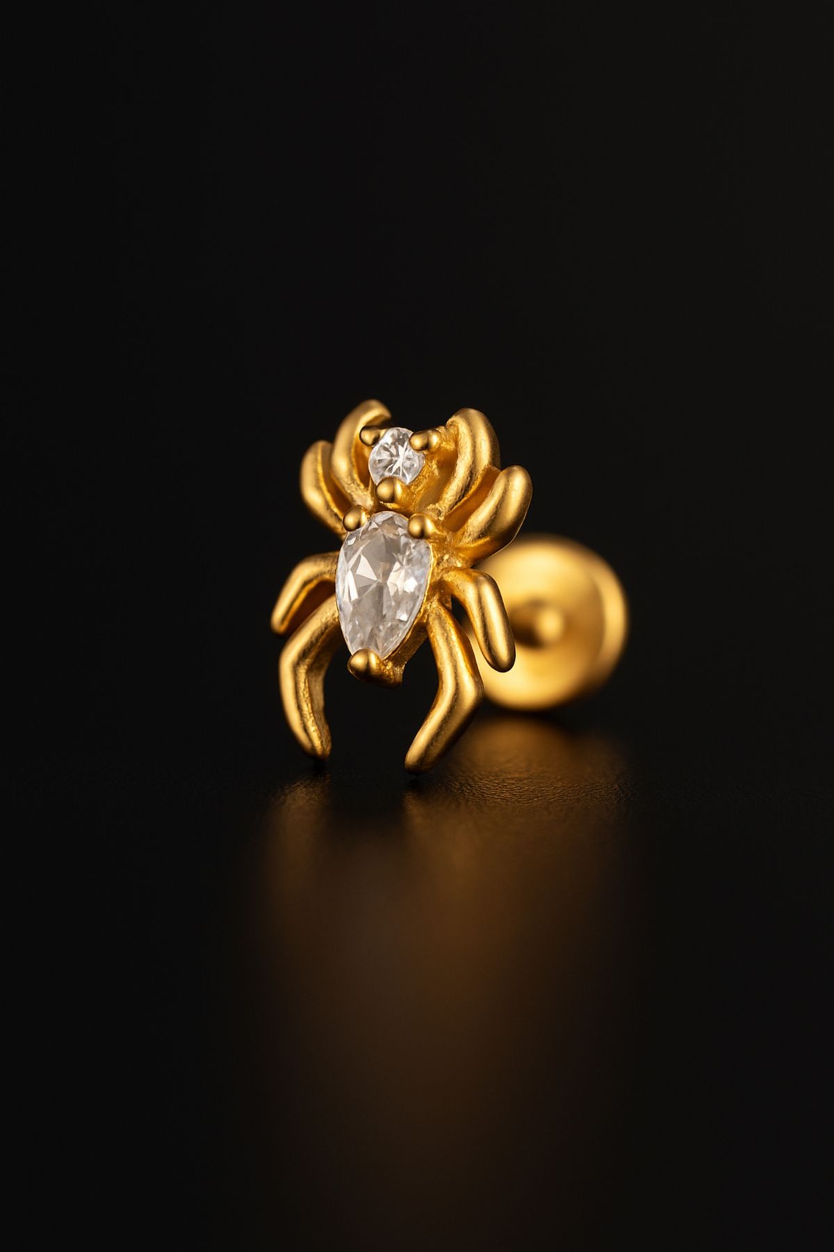 depozoom 316l Cerrahi Çelik Kıkırdak Tragus Ve Tüm Kulak Bölgesine Uygun Örümcek Zirkon Taş Piercing