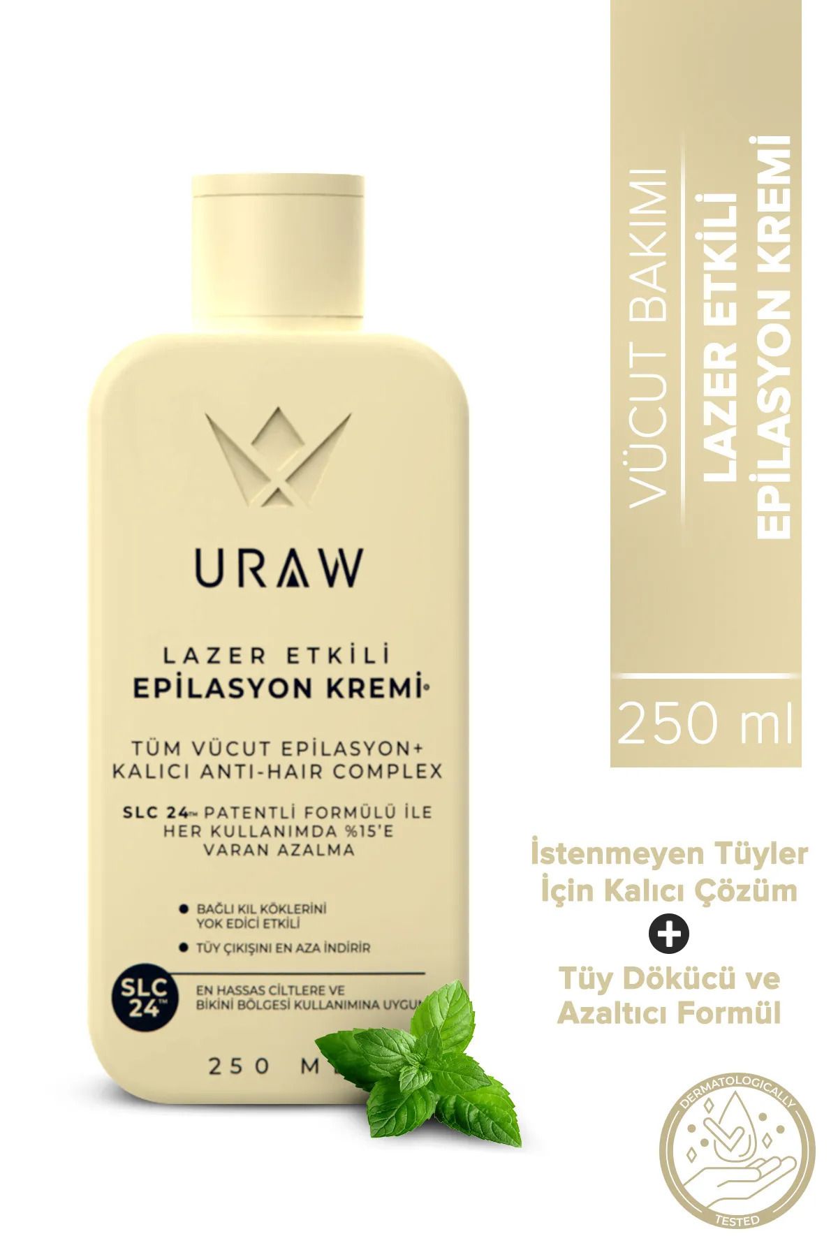 Uraw Lazer Etkili Tüy Dökücü Epilasyon Etkili Epilasyon Vücut Bakım Kremi 250ml
