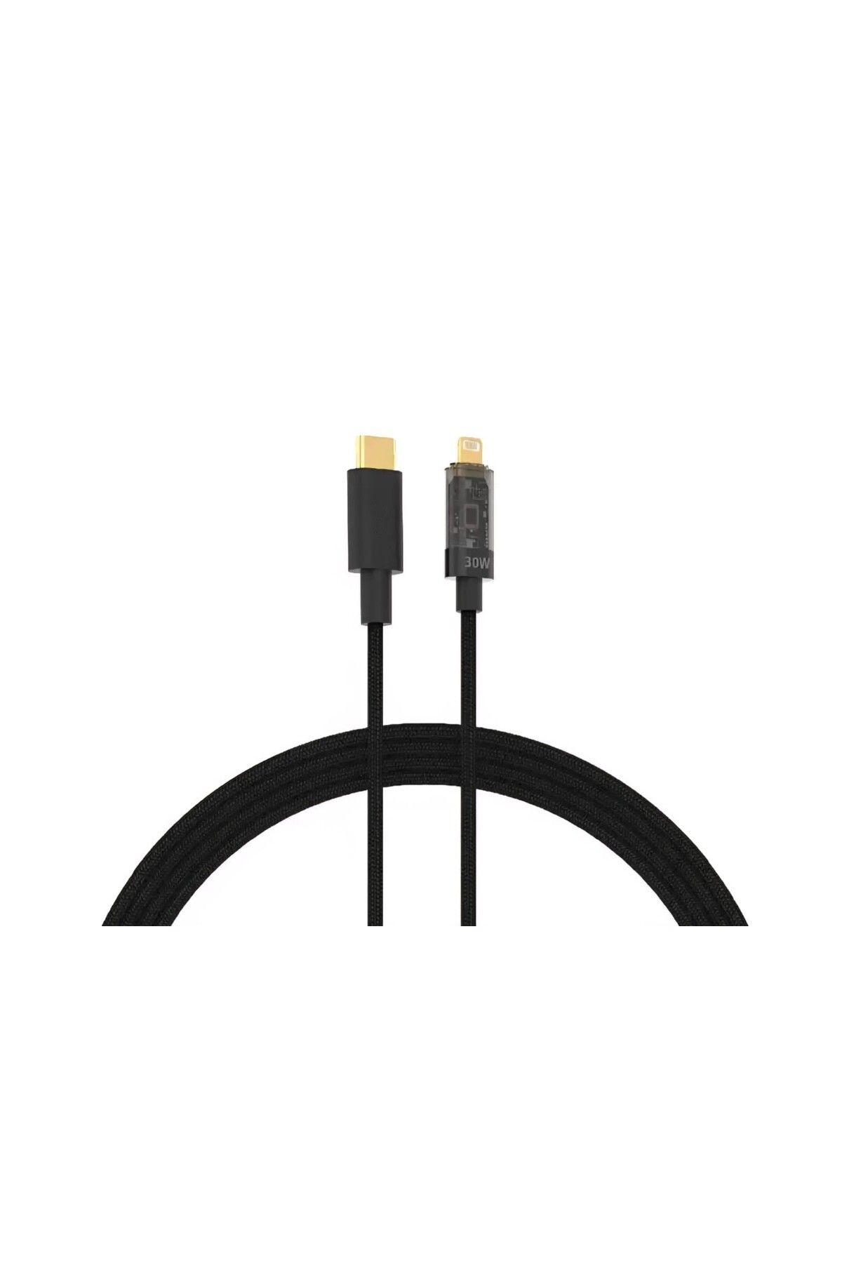 Başkenttekno Digital Göstergeli Hasir 30W Lightning Şarj & Data Kablosu