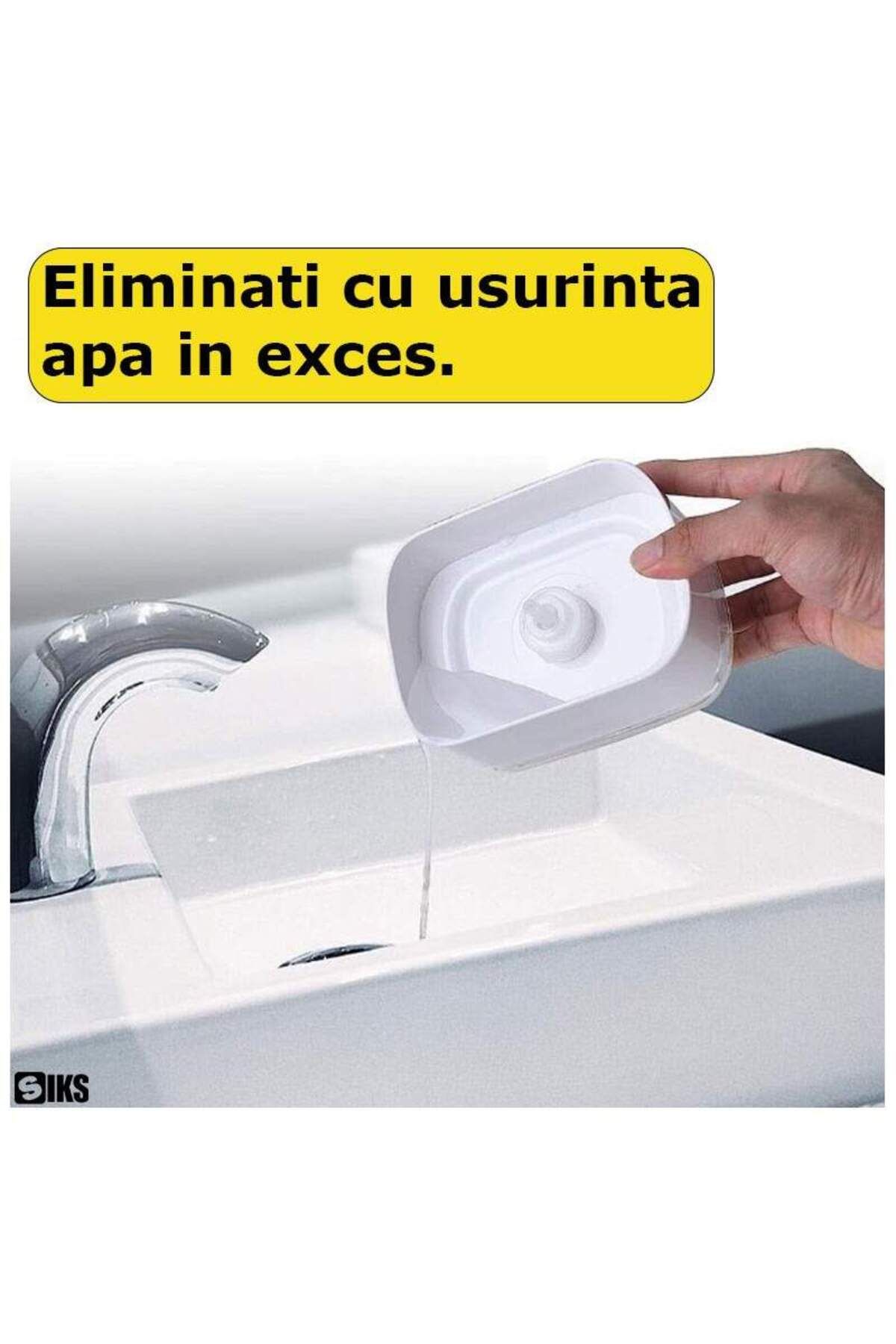 SIKS-Dozator de săpun 2 în 1, detergent lichid, capacitate 350 ml, burete inclus, alb/gri 5