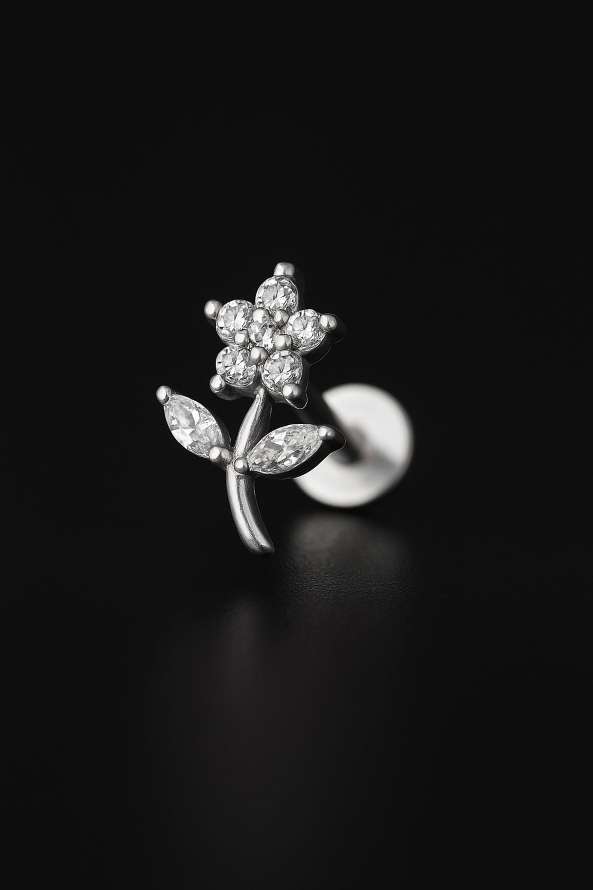 depozoom 316l Cerrahi Çelik Kıkırdak Tragus Ve Tüm Kulak Bölgesine Uygun Zirkon Taş Piercing
