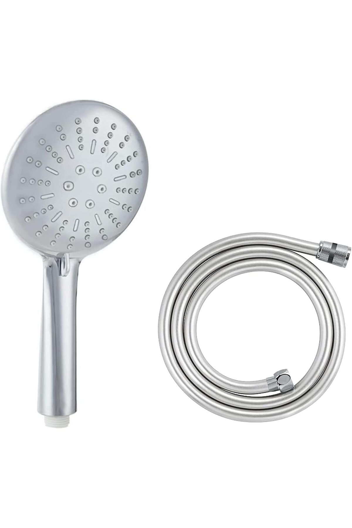 STOREMAX jvnnastore Lüks Duş Seti - 5 Farklı Püskürtmeli Full Krom Kaplama El Duşu + 150 cm Gümüş PV