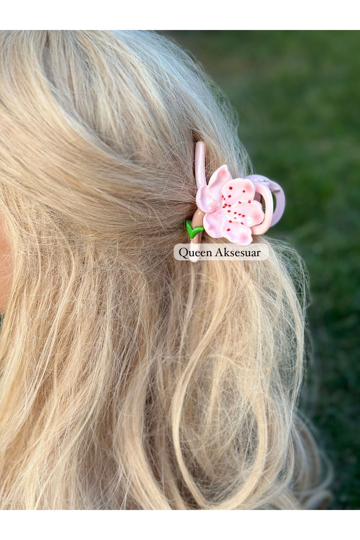 QUEEN AKSESUAR Lüks trend yeni pembe 3 boyutlu kamelya çiçeği pembe çiçekli kemik mandal toka