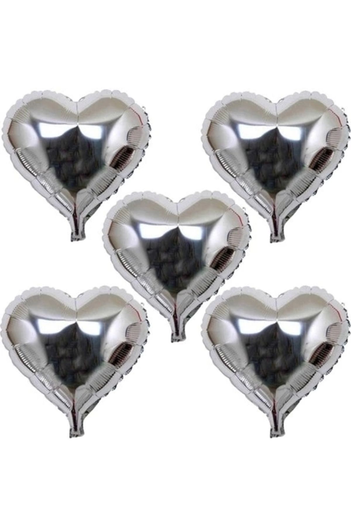 Generic Kalp Şekilli Gümüş Renk Folyo Balon 45 Cm 5 Adet