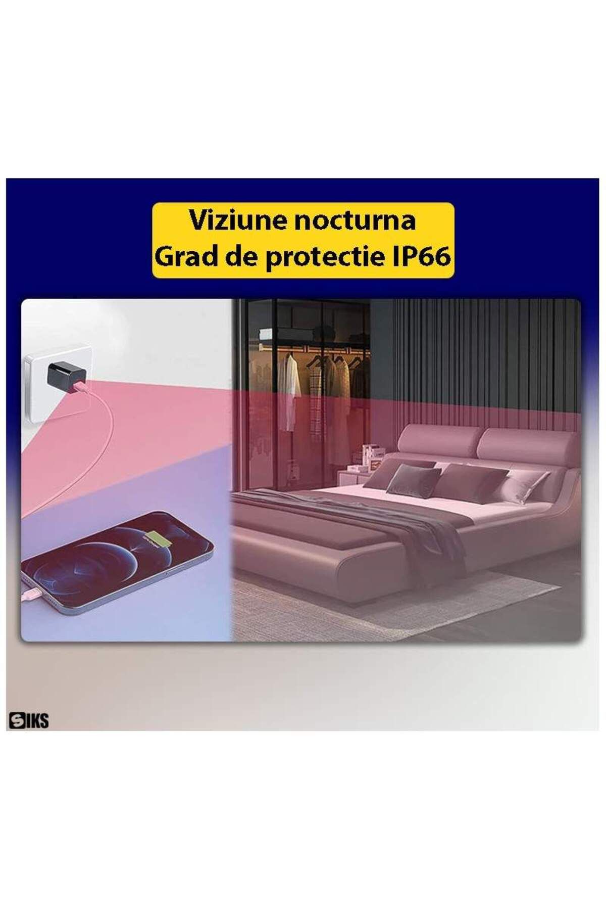 SIKS-Mini cameră spion ascunsă în încărcător USB tip C SIKS, Full HD, vedere nocturnă, microfon, senzor de mișcare 6