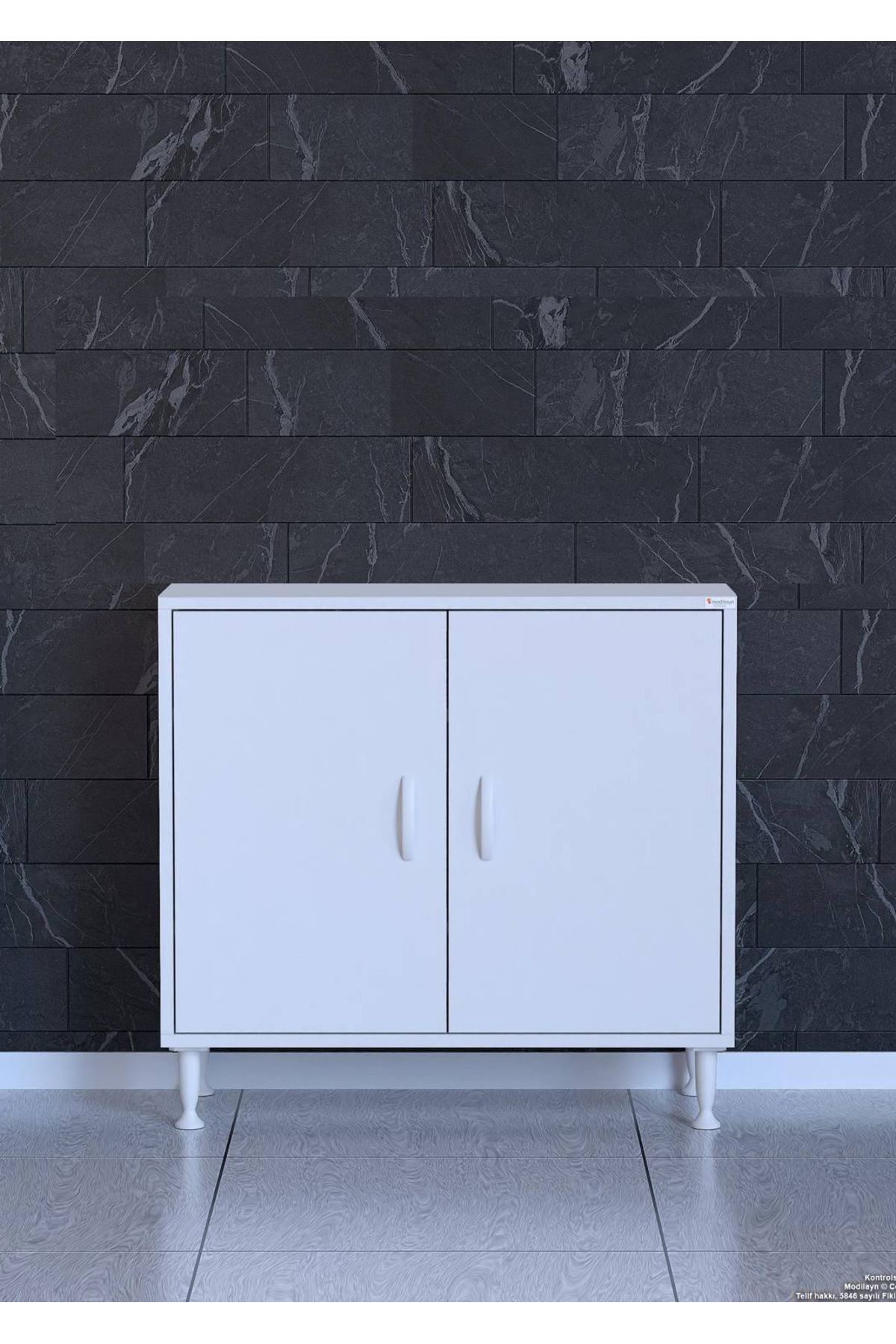 Modilayn 70x75x32,5 cm’ lik 2 Kapaklı 3 Göz Raf Dolap,Organizatör Mutfak Dolabı Çok Amaçlı Dolap