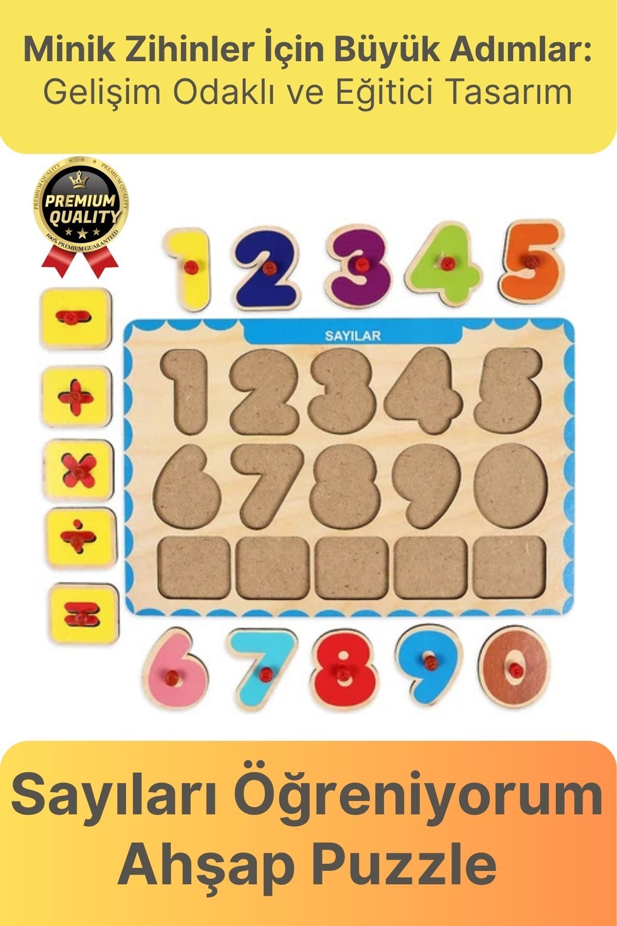 Svein Yeni Seri Çocuk Ebeveyn Eğlenceli Eğitici Öğrenme Destekli Sayılar Yapboz Ahşap Tutmalı Puzzle