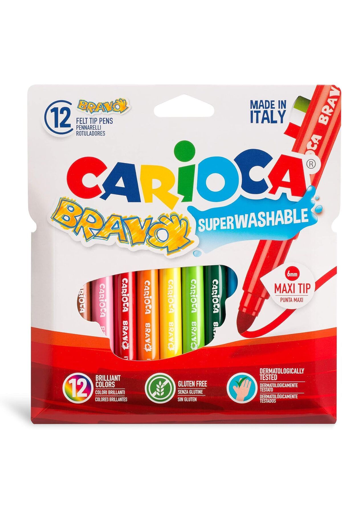 CARIOCA Bravo Süper Yıkanabilir Keçeli Boya Kalemi 12'li