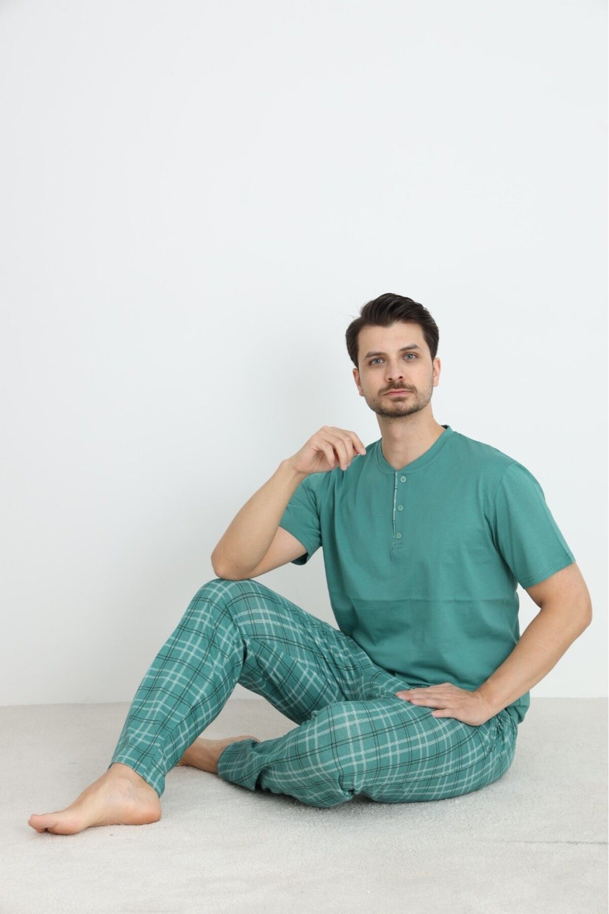 Arc Men's Homewear Süprem Kumaş Mint Kısa Kollu Erkek Pijama Takımı 65014-01