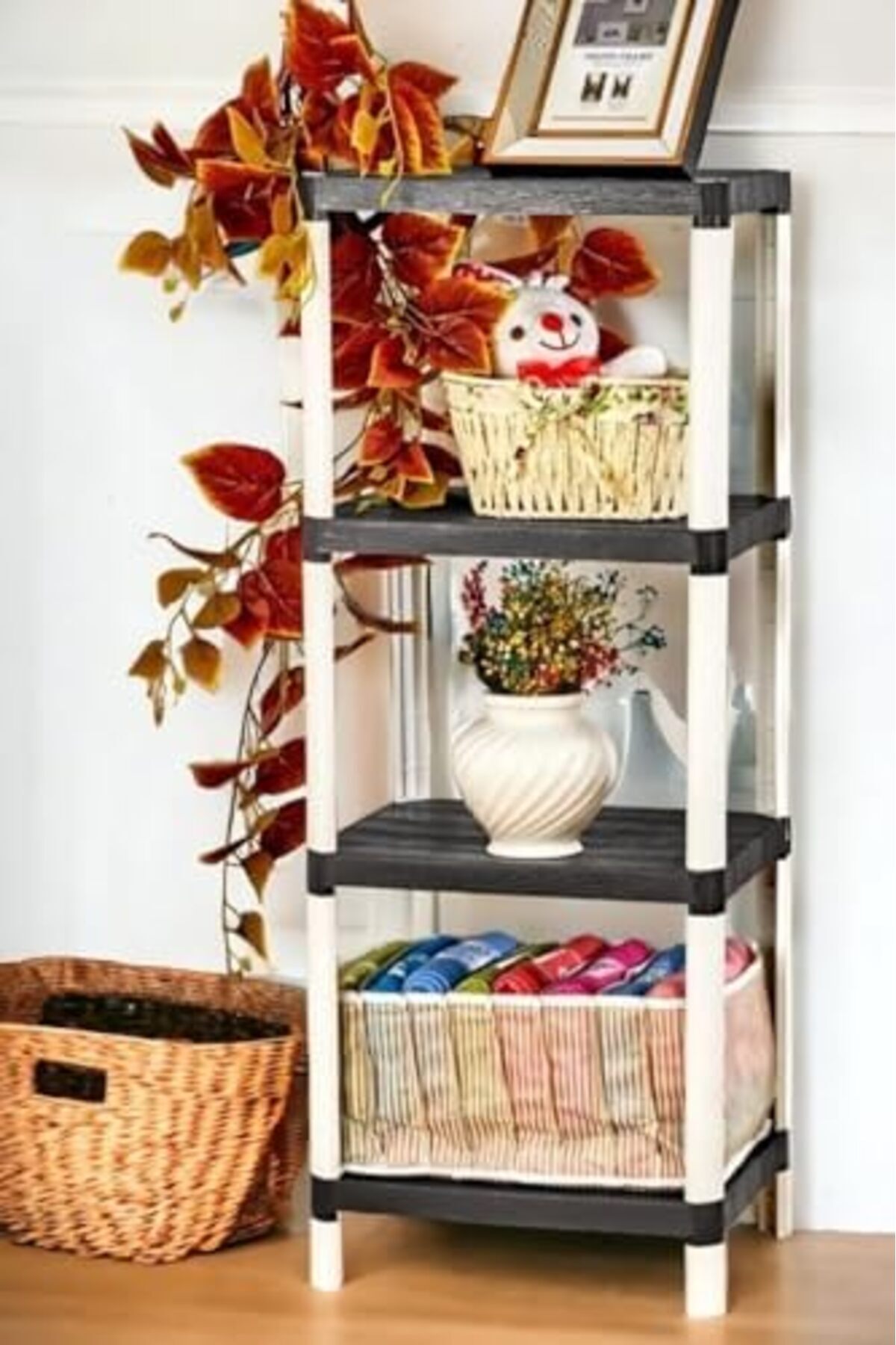 yenibagshop-Decorative Shelving Unit with 4 Shelves Wood Pattern, Width 38 Cm, Depth 29 Cm, Height 100 cm 3