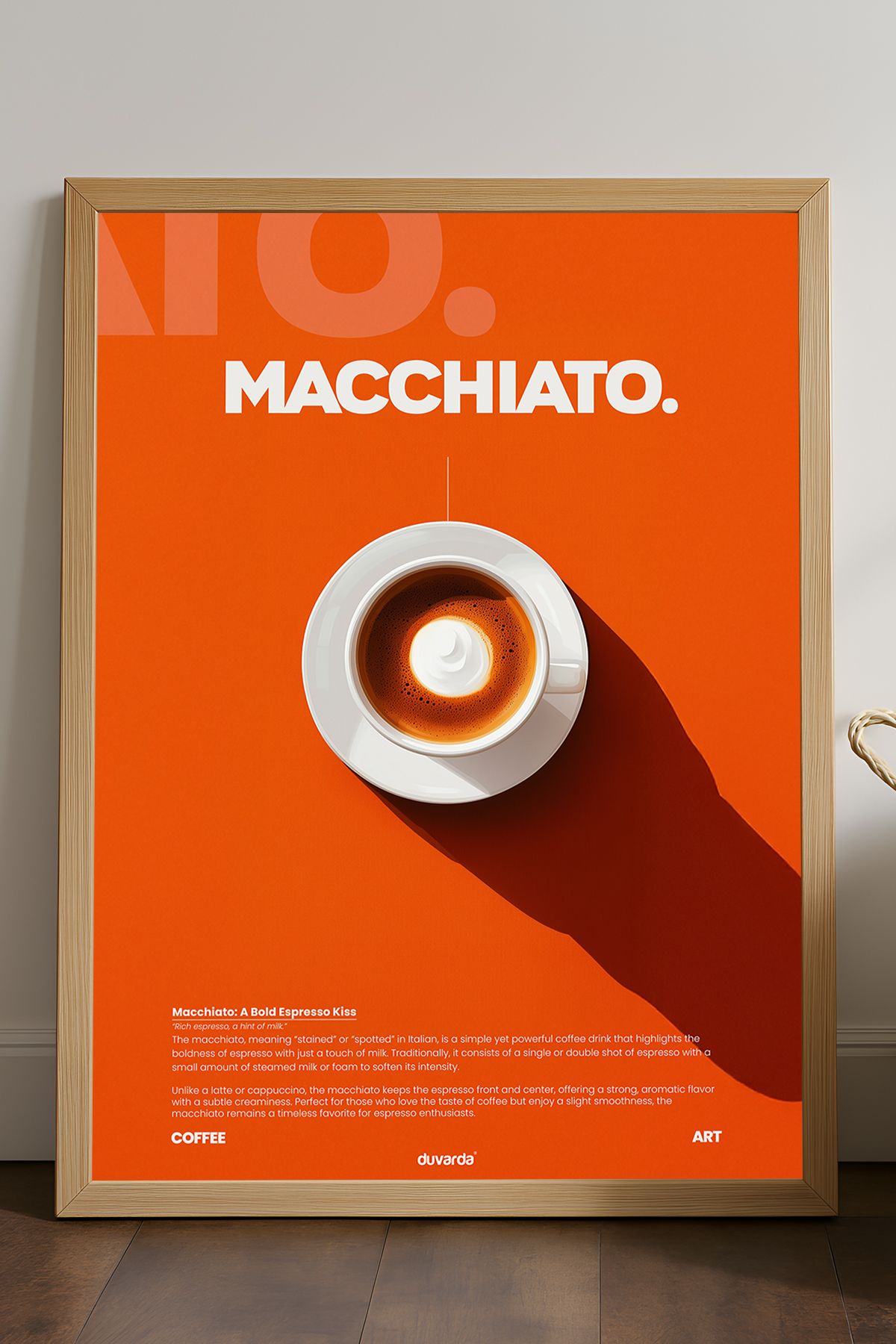 Duvarda Macchiato Kahve Doğal Ahşap Çerçeveli Dekoratif Duvar Tablosu