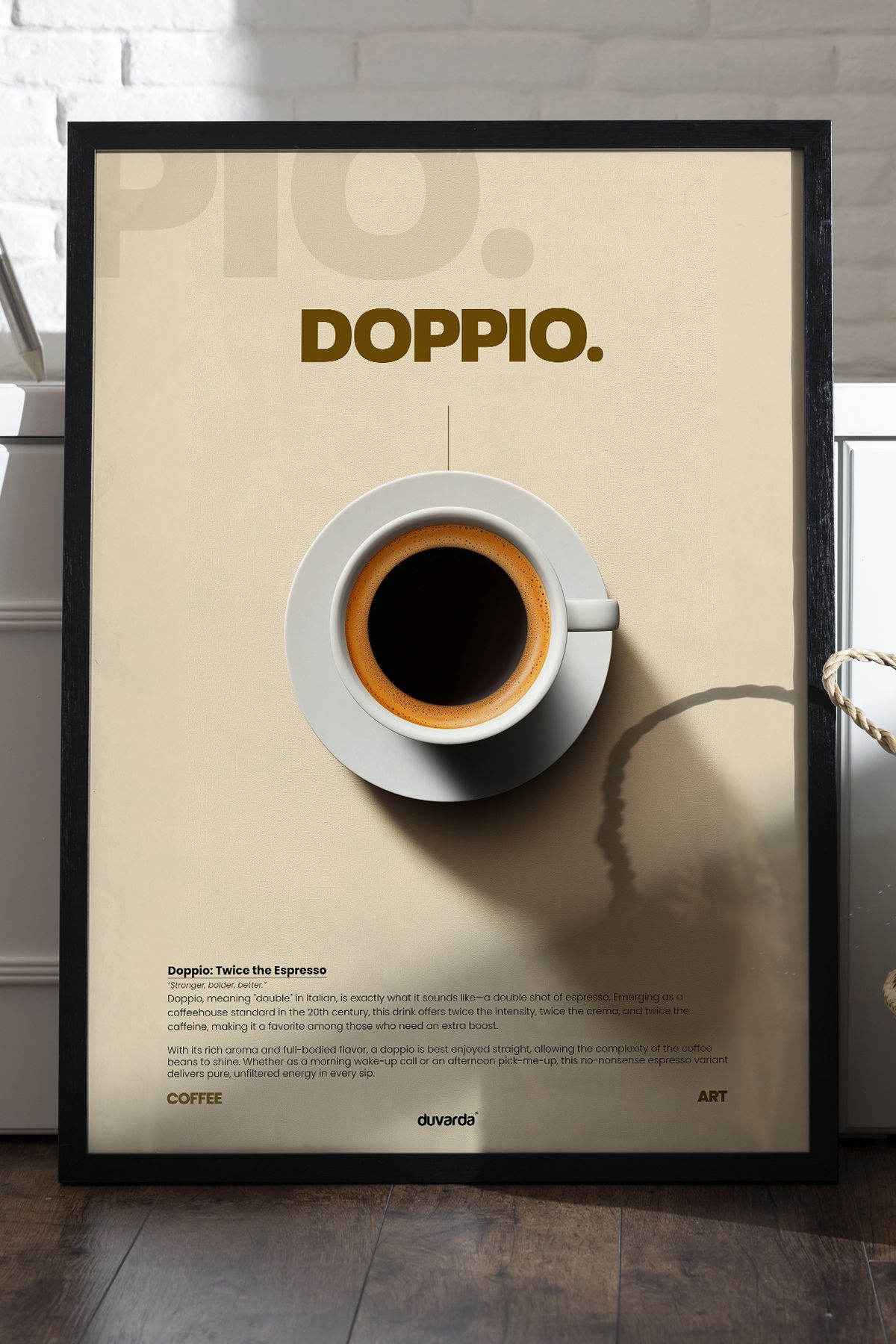 Duvarda Doppio Kahve Siyah Ahşap Çerçeveli Dekoratif Duvar Tablosu