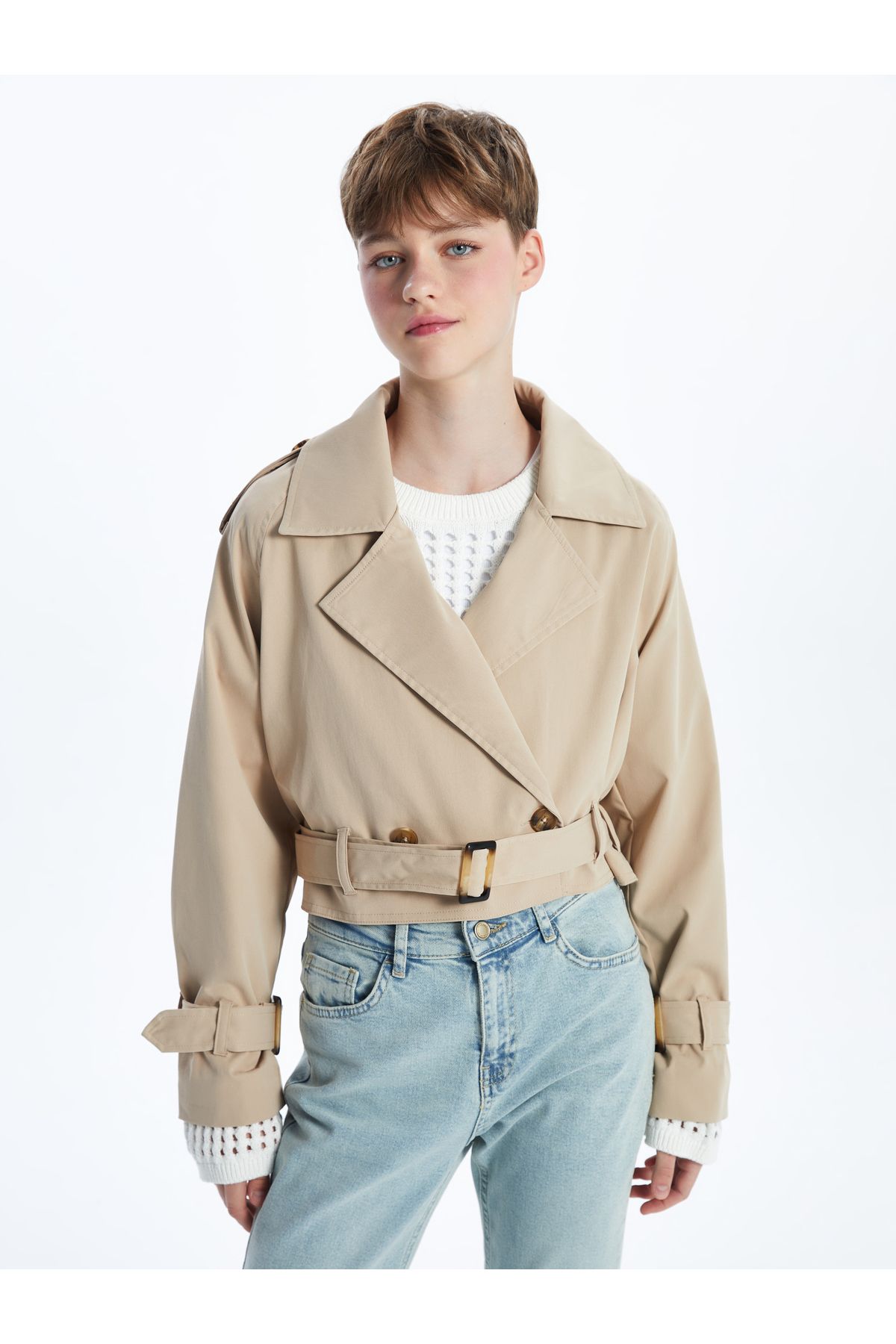 LC Waikiki Ceket Yaka Oversize Kadın Trençkot