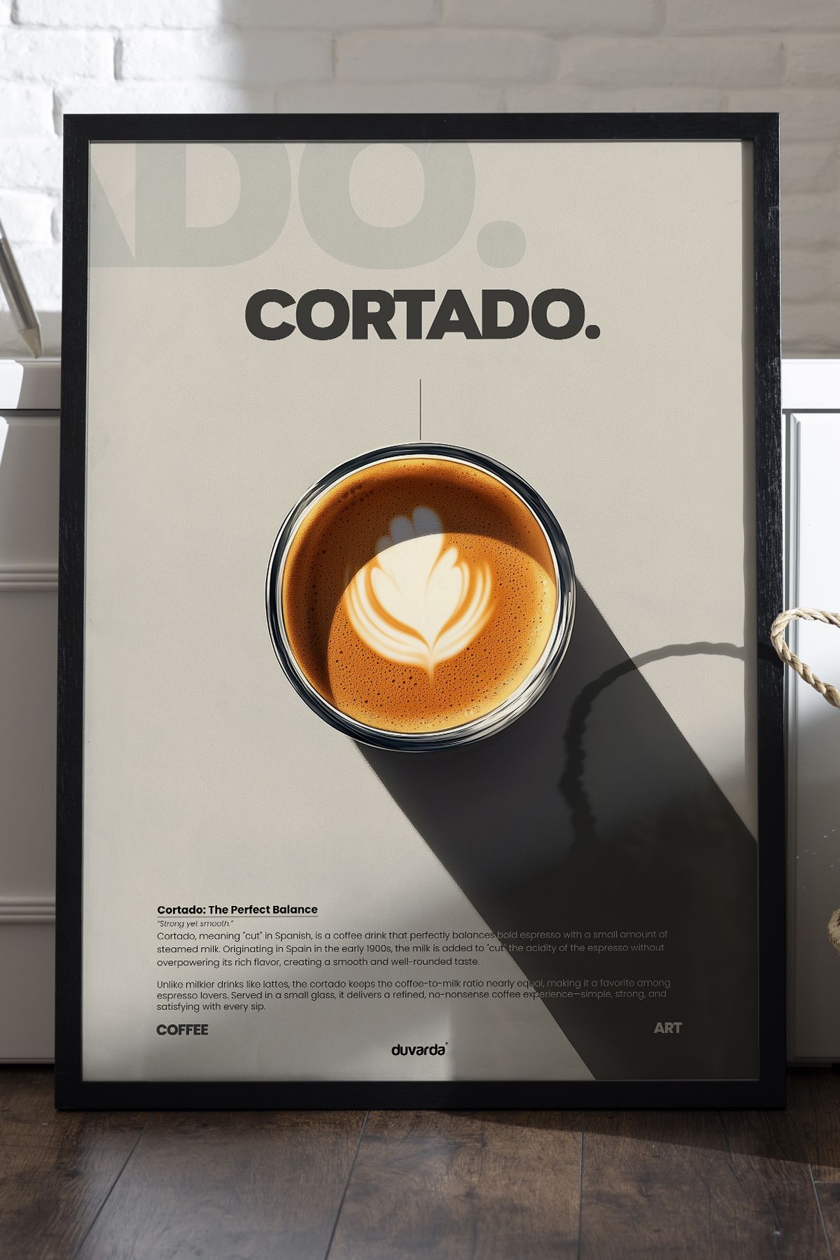 Duvarda Cortado Kahve Siyah Ahşap Çerçeveli Dekoratif Duvar Tablosu
