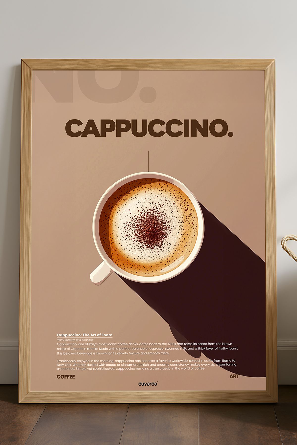 Duvarda Cappuccino Kahve Doğal Ahşap Çerçeveli Dekoratif Duvar Tablosu