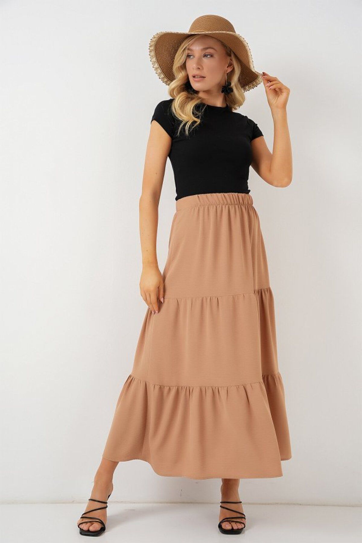 ceylinmoda Ayrobin Uzun Etek 8048 - Bisküvi