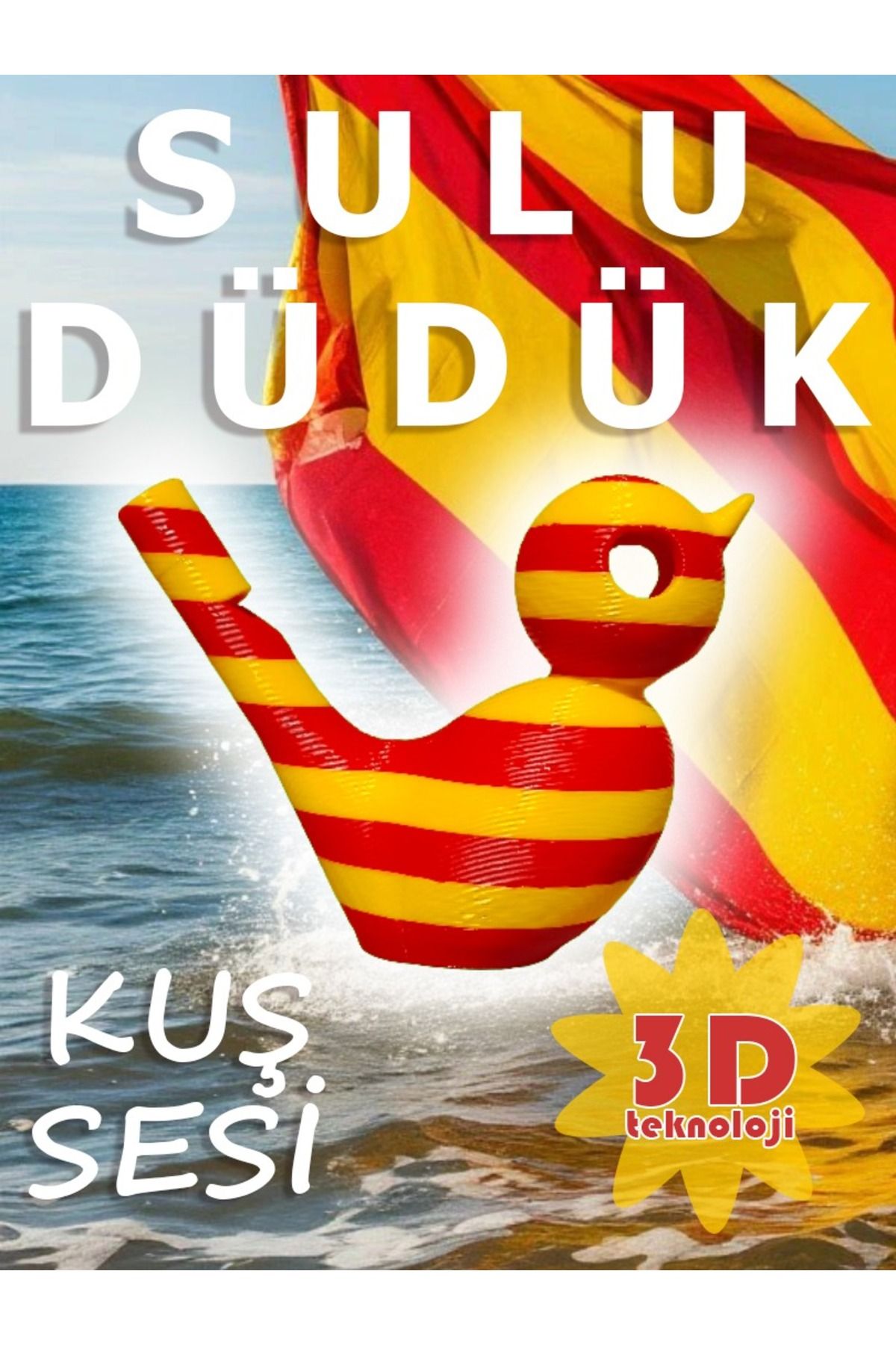 Kabajur Sarı Kırmızı Sulu Düdük - 3D Kuş sesi su oyunu