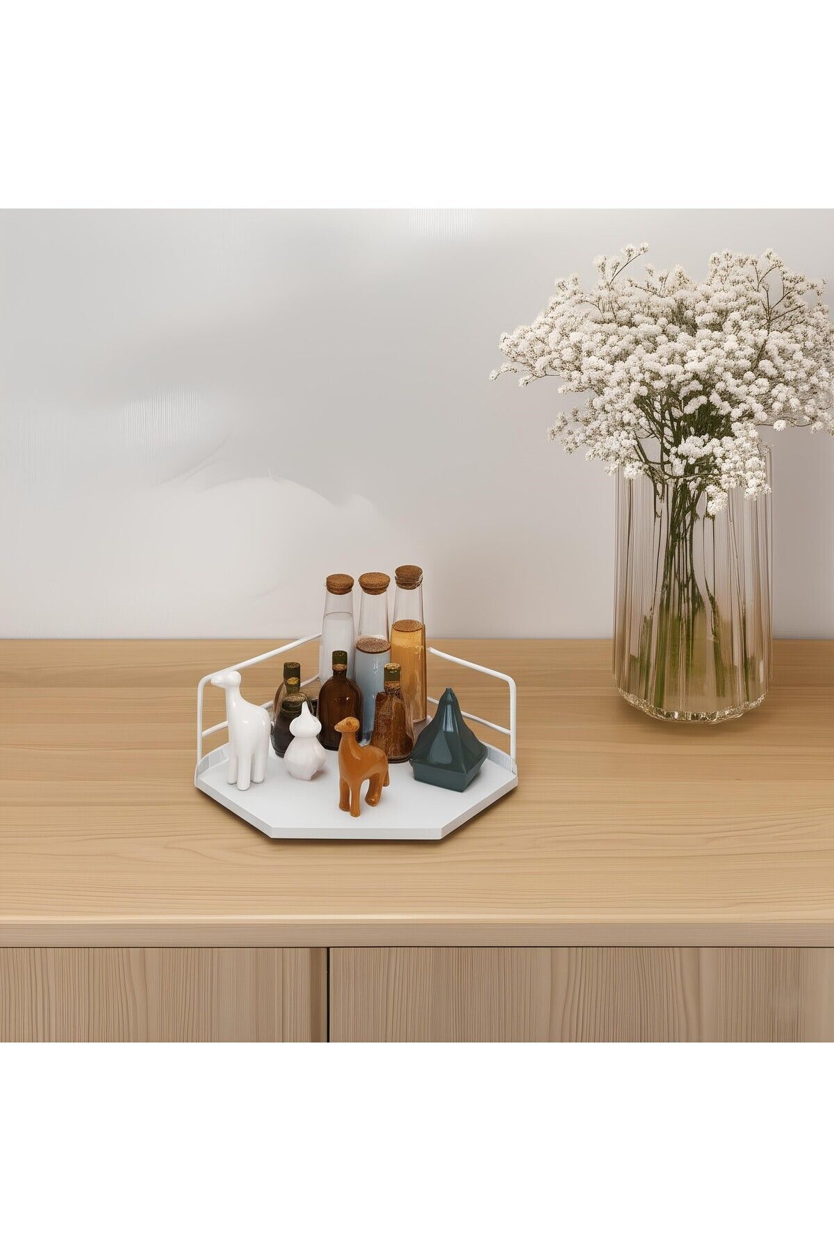 DEKORANLA Şık Ahşap ve Çelik Organizer, Mutfak, Banyo, Salon ve Çalışma Alanları için