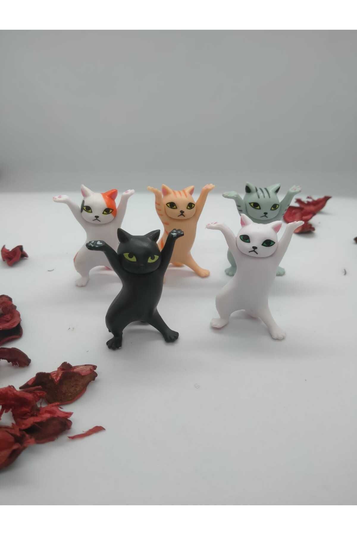 DEKORANLA Dans Eden Kedi Figürü, Kalem ve Kulaklık Tutucu, Canlı Turuncu Renk