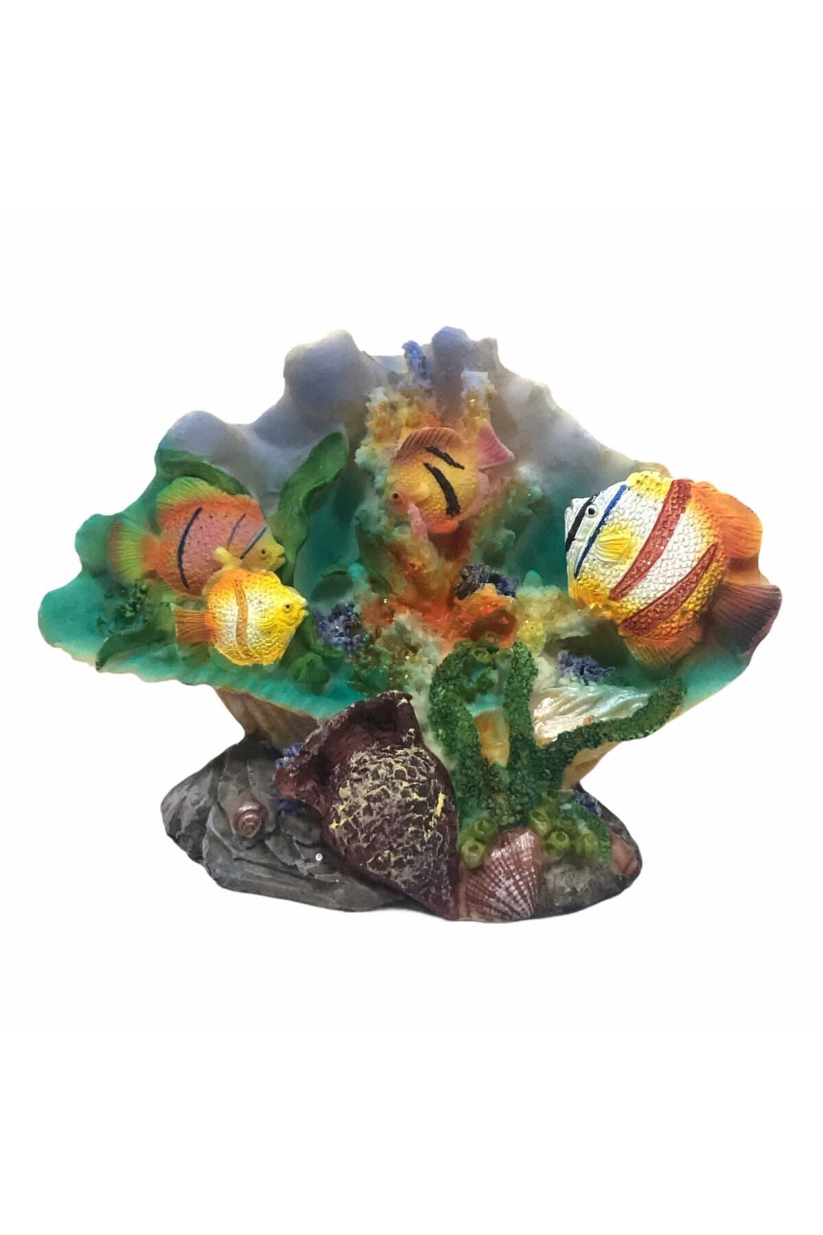 DEKORANLA 3D Akvaryum Temalı Renkli Polyester Kabartma Dekoratif Obje-006