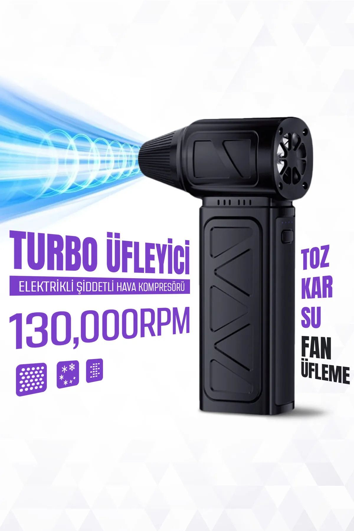 OBRAX Mangal Barbekü Fanı Mega Turbo Üfleyici Elektrikli Şiddetli Fan Hava Kompresör 130.000RPM