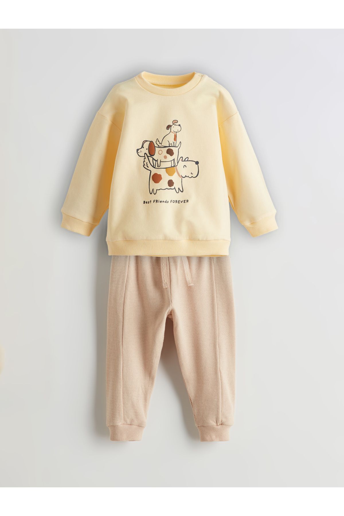LC Waikiki Baskılı Erkek Bebek Sweatshirt ve Eşofman Alt 2'li