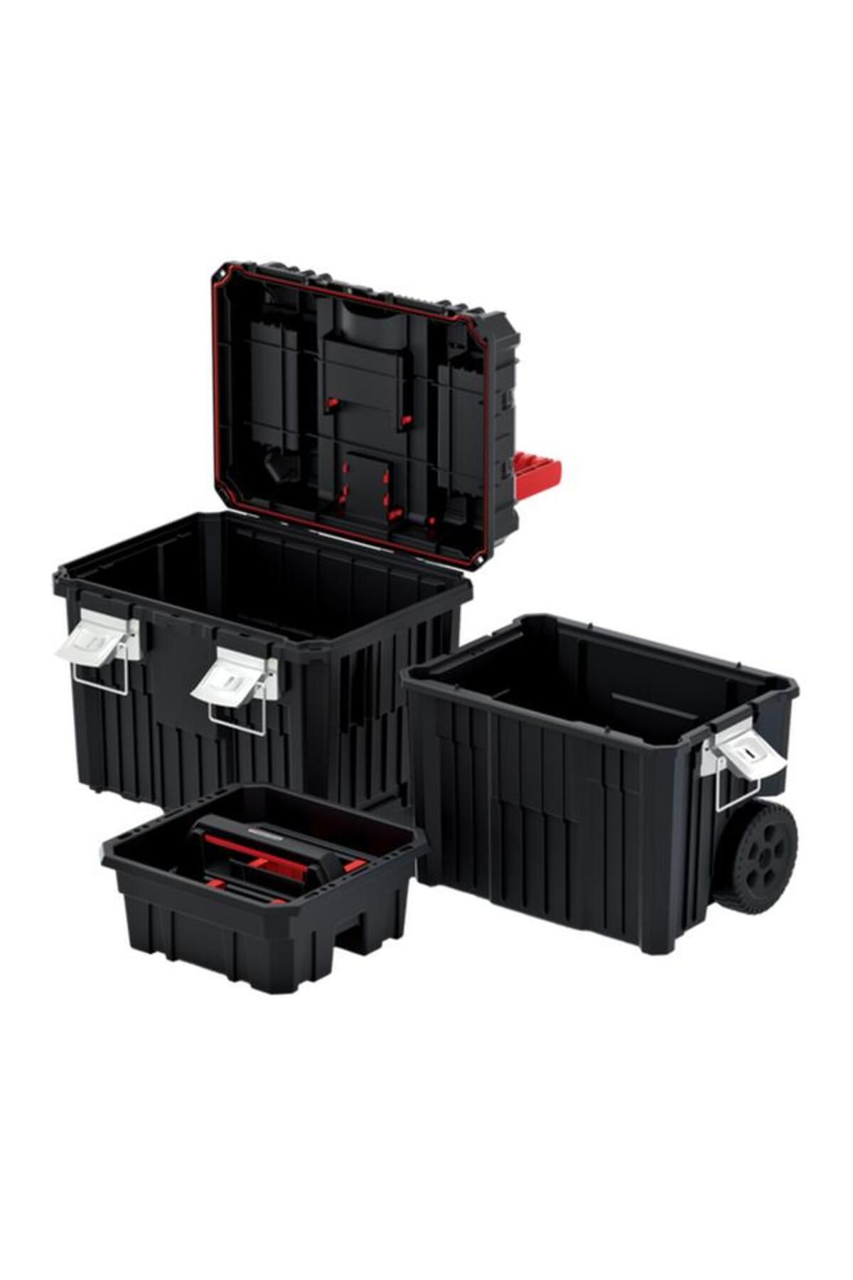 Generic-Kistenberg Heavy Duty Mobile Tool Trolley with Dual Handle Black and Red 3