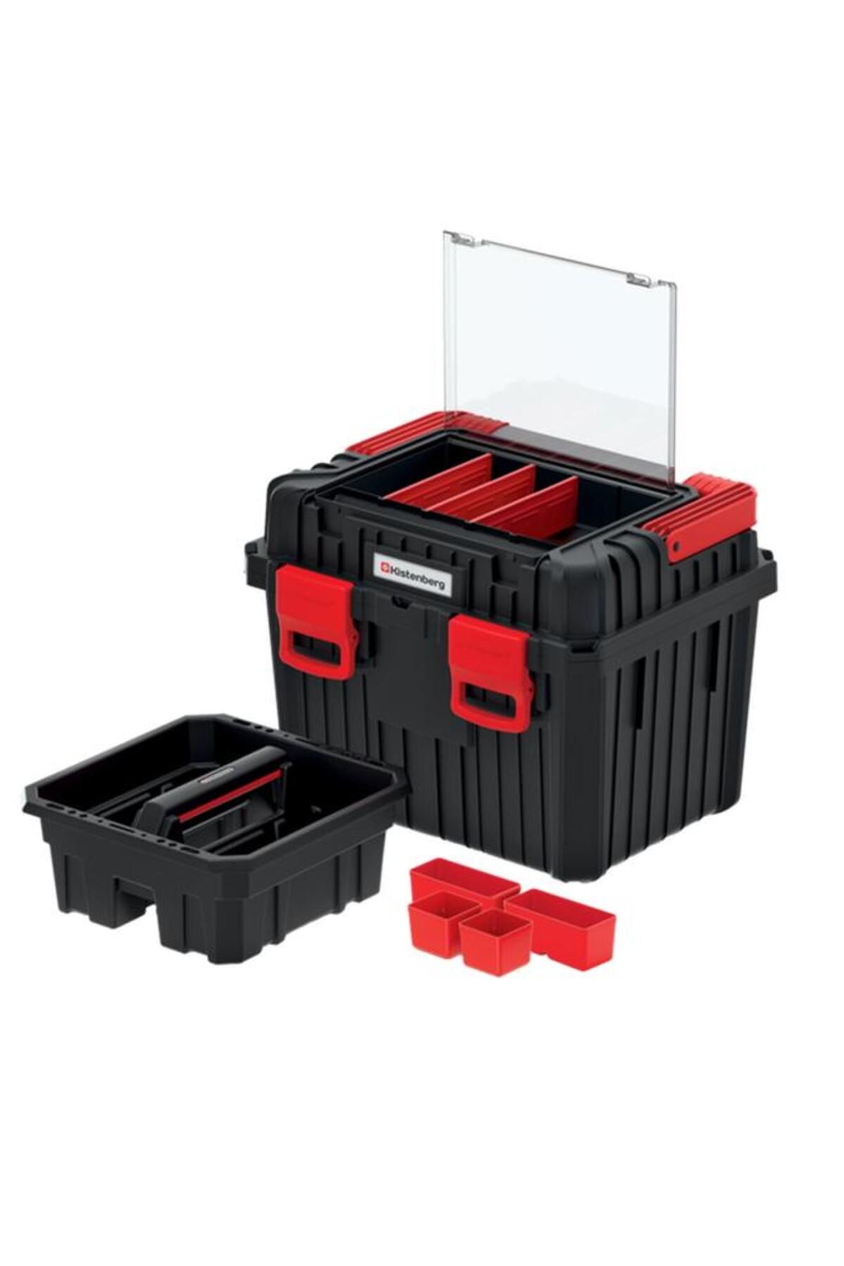 Generic-Kistenberg 45 Multi Compartment Heavy Tool Box with Foldable Handle Black and Red 5