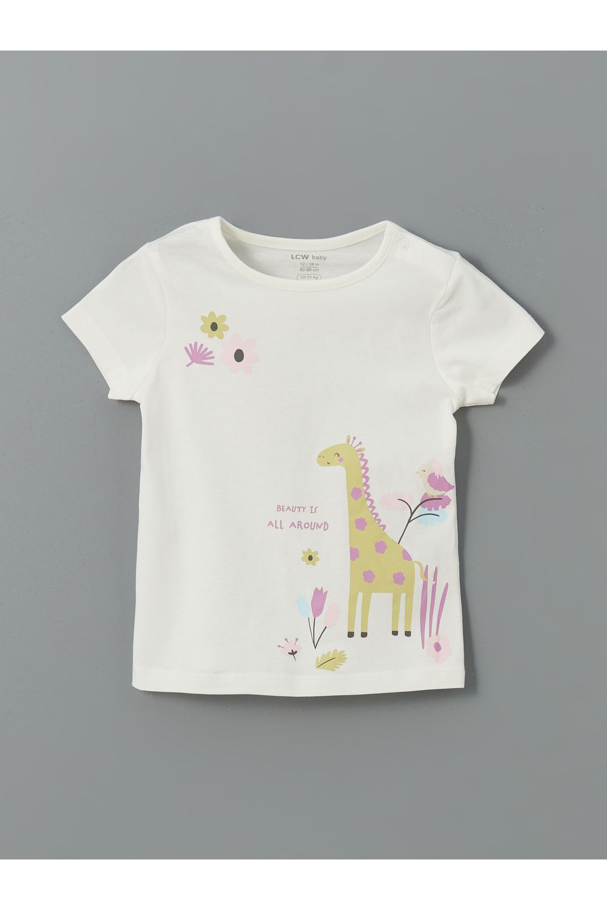 LC Waikiki Zürafa Baskılı Kız Bebek Pijama Üst