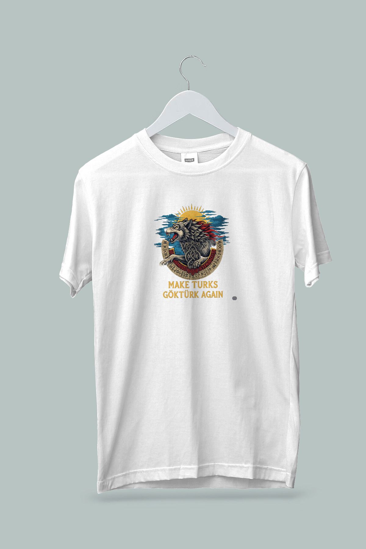 Maki Home Kadın Erkek Unisex Yetişkin Make Turks Gokturk Again I Baskılı Beyaz Gri Siyah Tshirt tişört