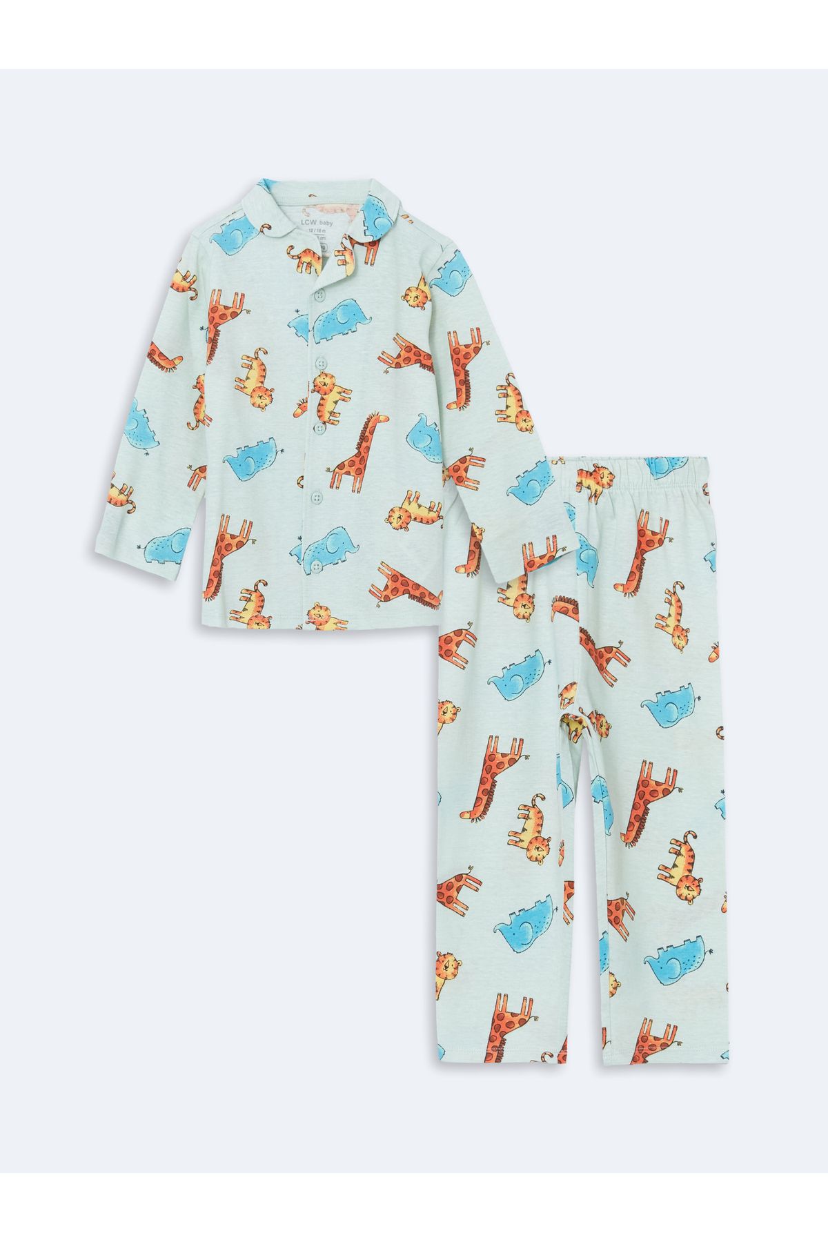 LC Waikiki Gömlek Yaka Baskılı Erkek Bebek Pijama Takımı