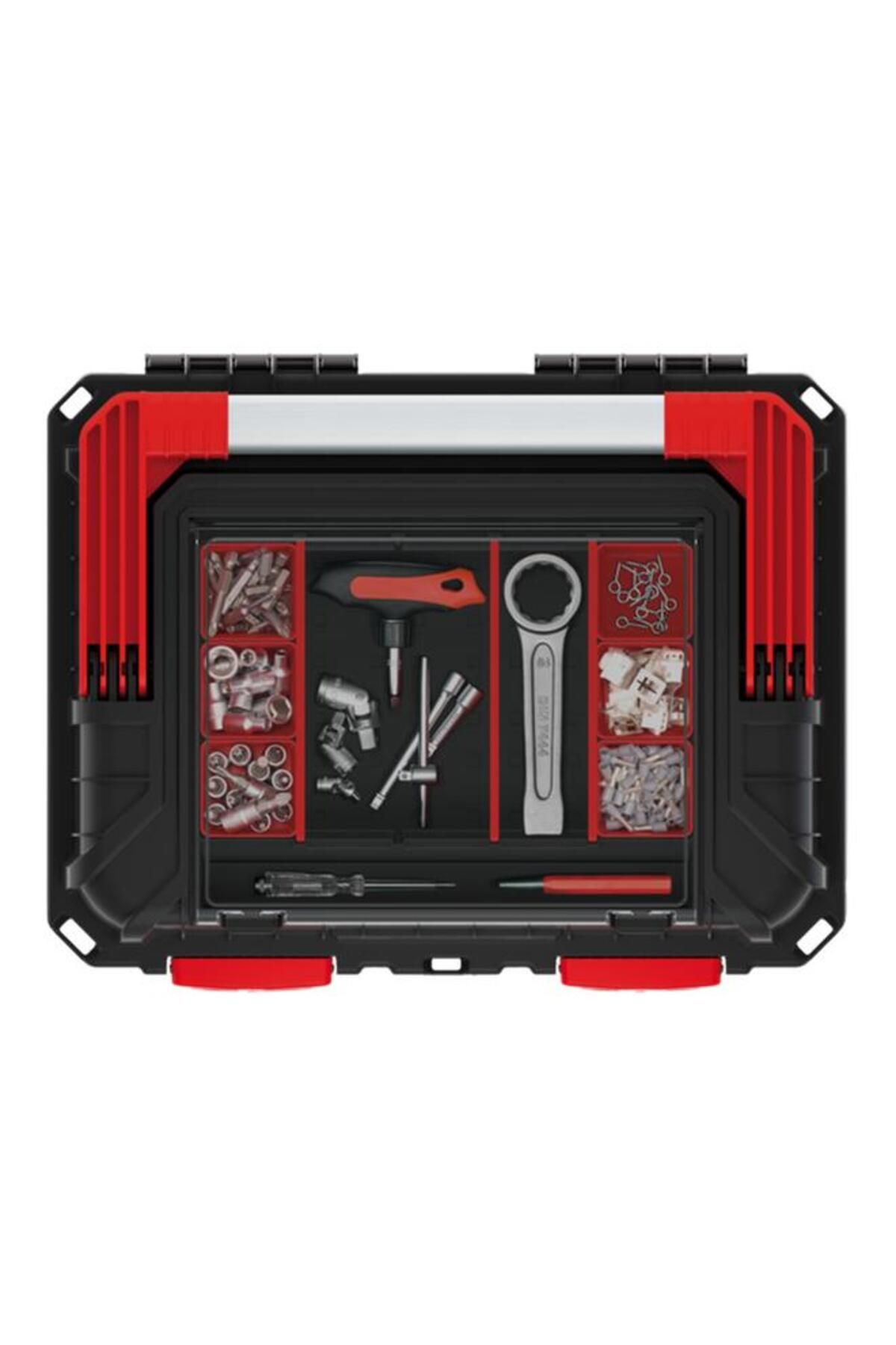 Generic-Kistenberg 45 Multi Compartment Heavy Tool Box with Foldable Handle Black and Red 2