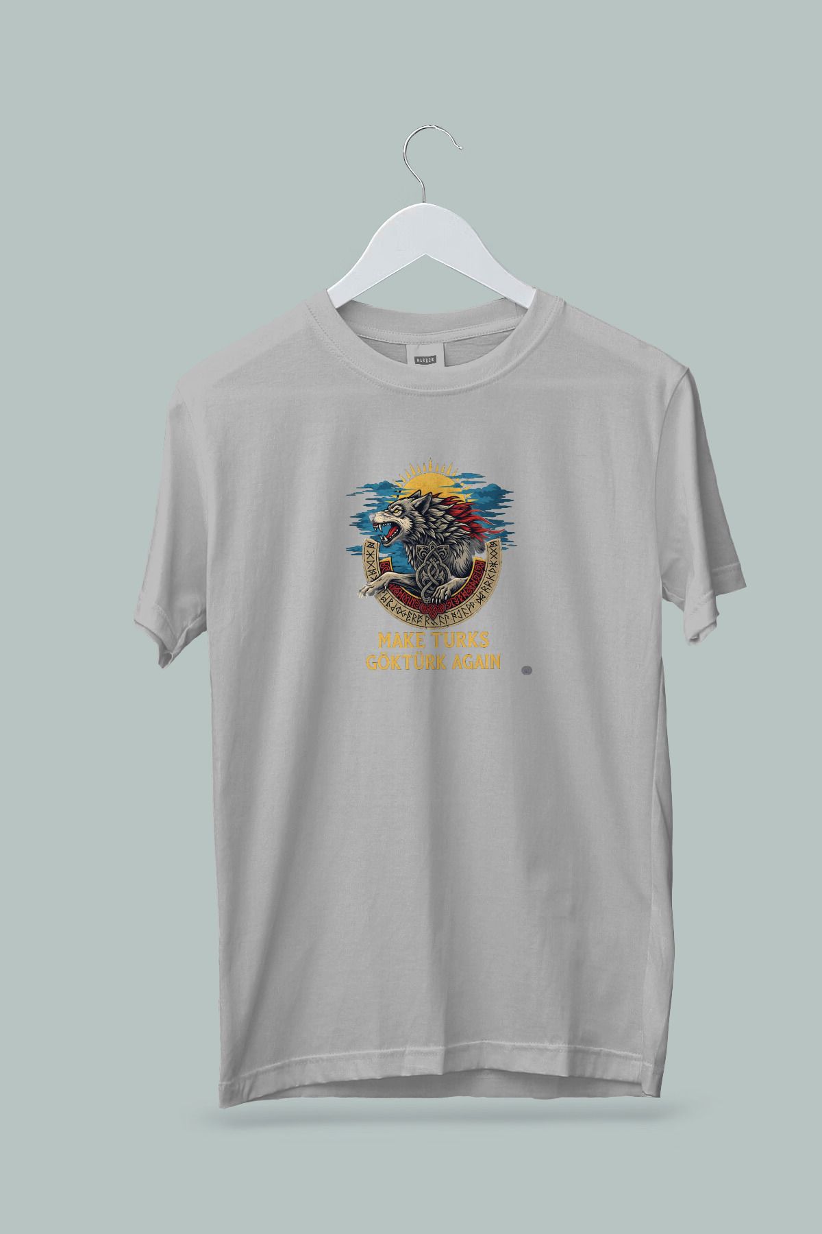 Maki Home Kadın Erkek Unisex Yetişkin Make Turks Gokturk Again I Baskılı Beyaz Gri Siyah Tshirt tişört