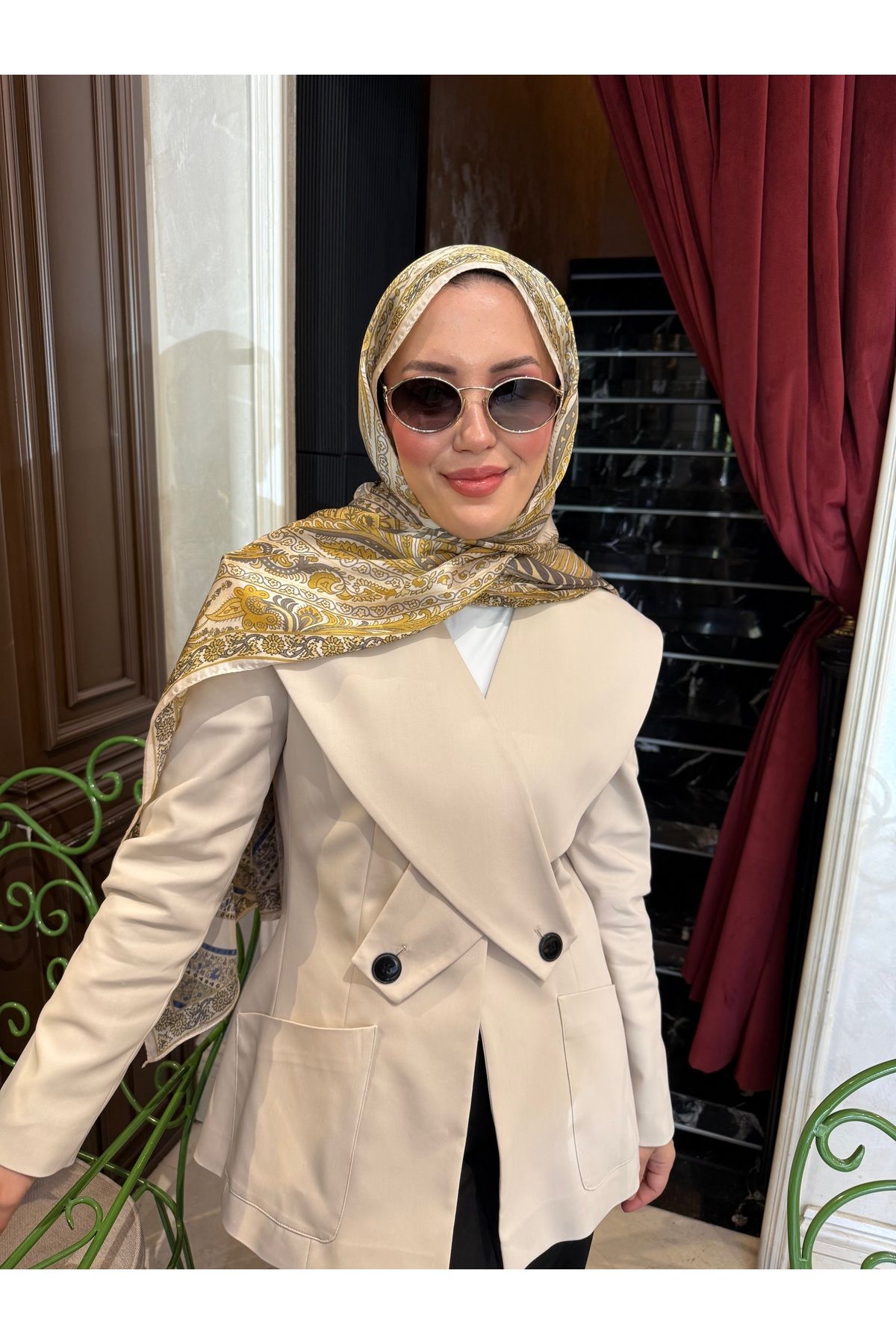 medascarfs Yeşil Etro Desen Şal