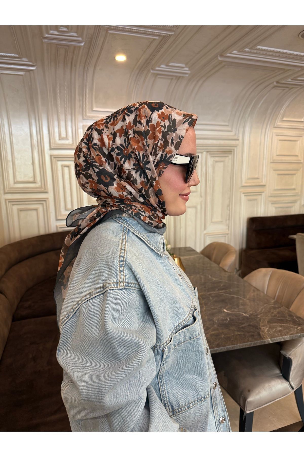 medascarfs Bouqet Çiçek Desen Eşarp