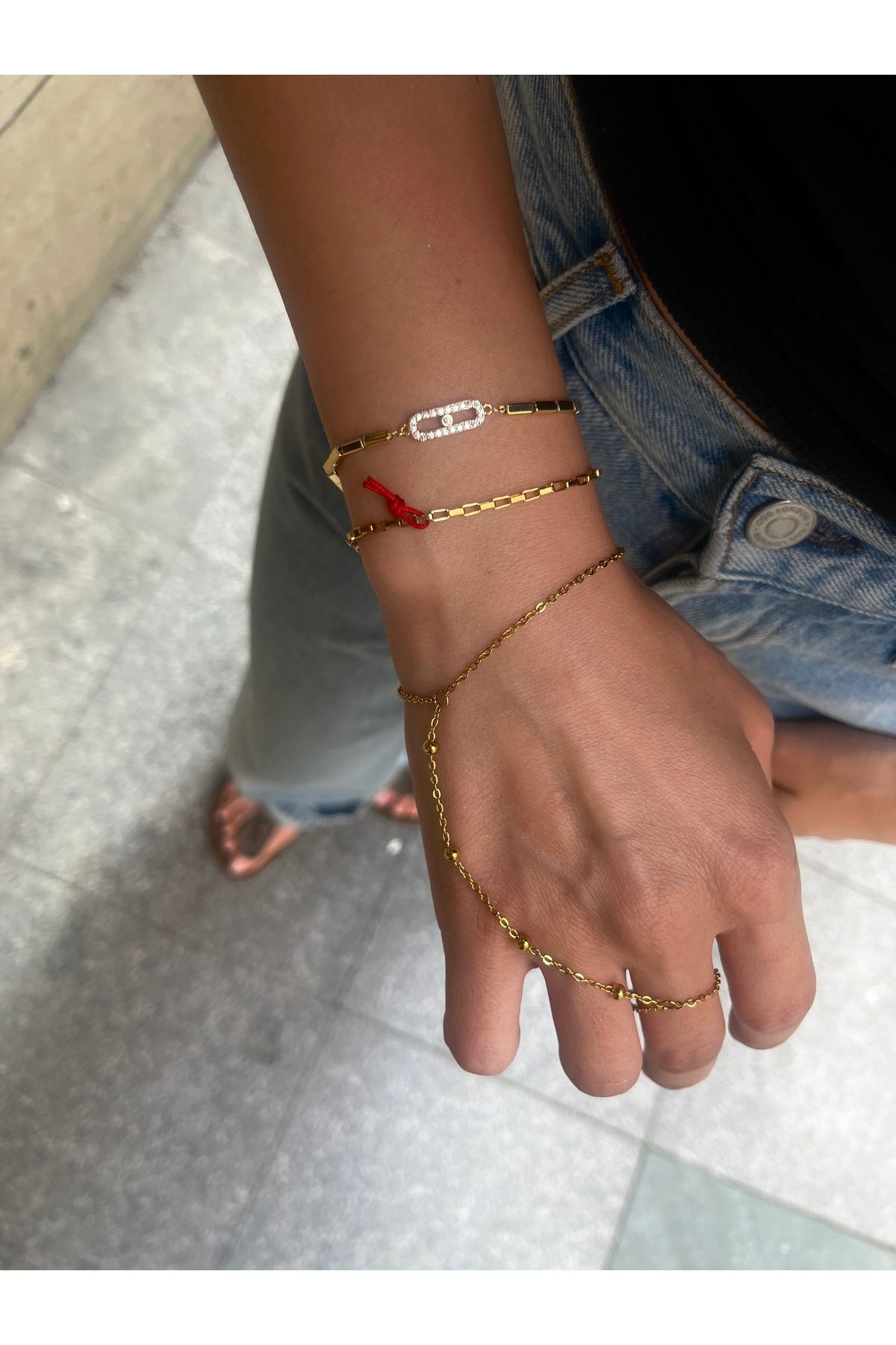 Hoop jewelery taşlı model bileklik