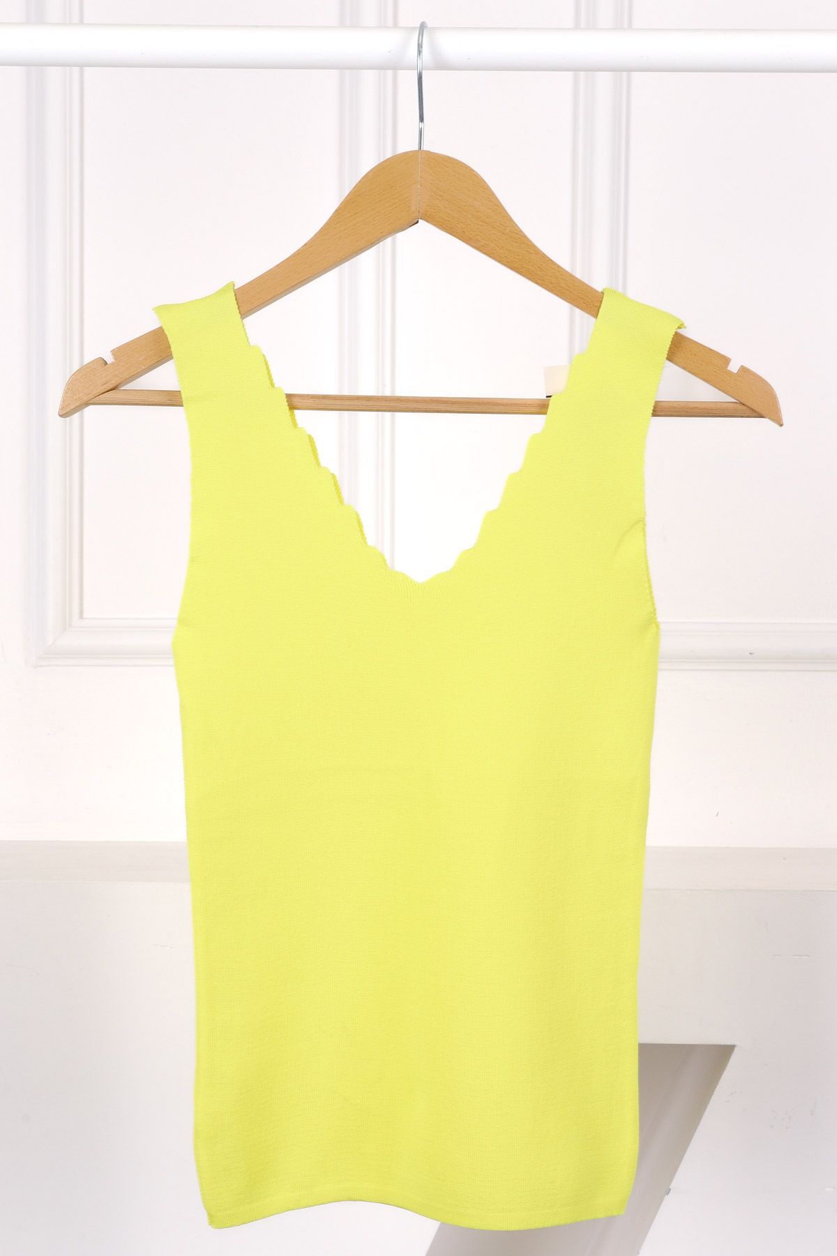 İmajButik Sarı Merserize V Yaka Bluz