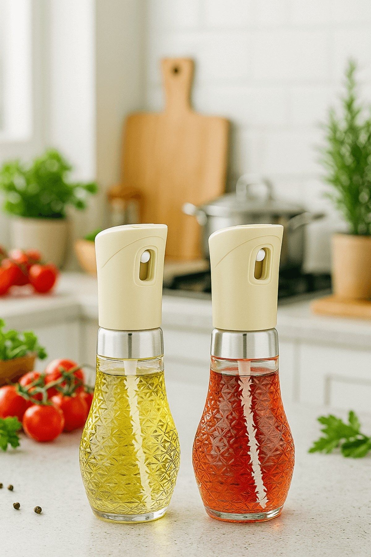 Sas Haus 2'li Set Cam Sprey Yağdanlık - Airfryer, Izgara, Fritöz, Salata, Yemek Püskürtmeli Yağdanlık - 3066