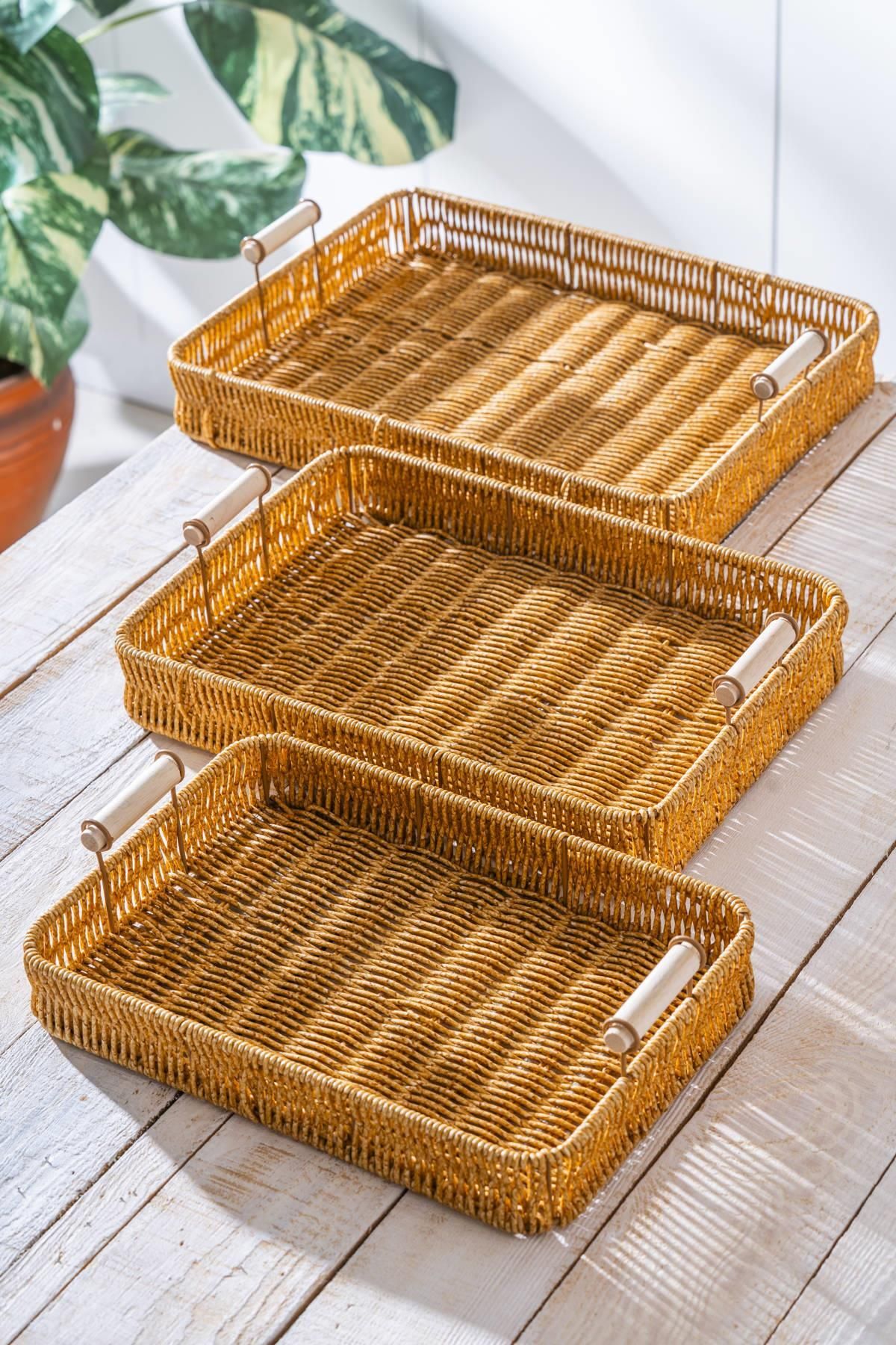 ACAR-Nomad Set of 3 Rectangular Wicker Trays 2