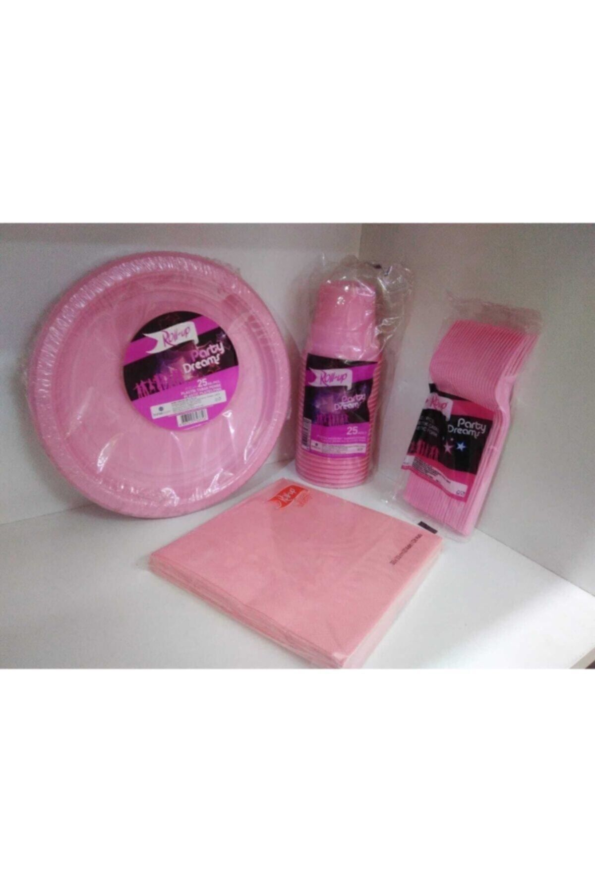 Zanzibar Pembe Kullan At Tabak bardak çatal seti