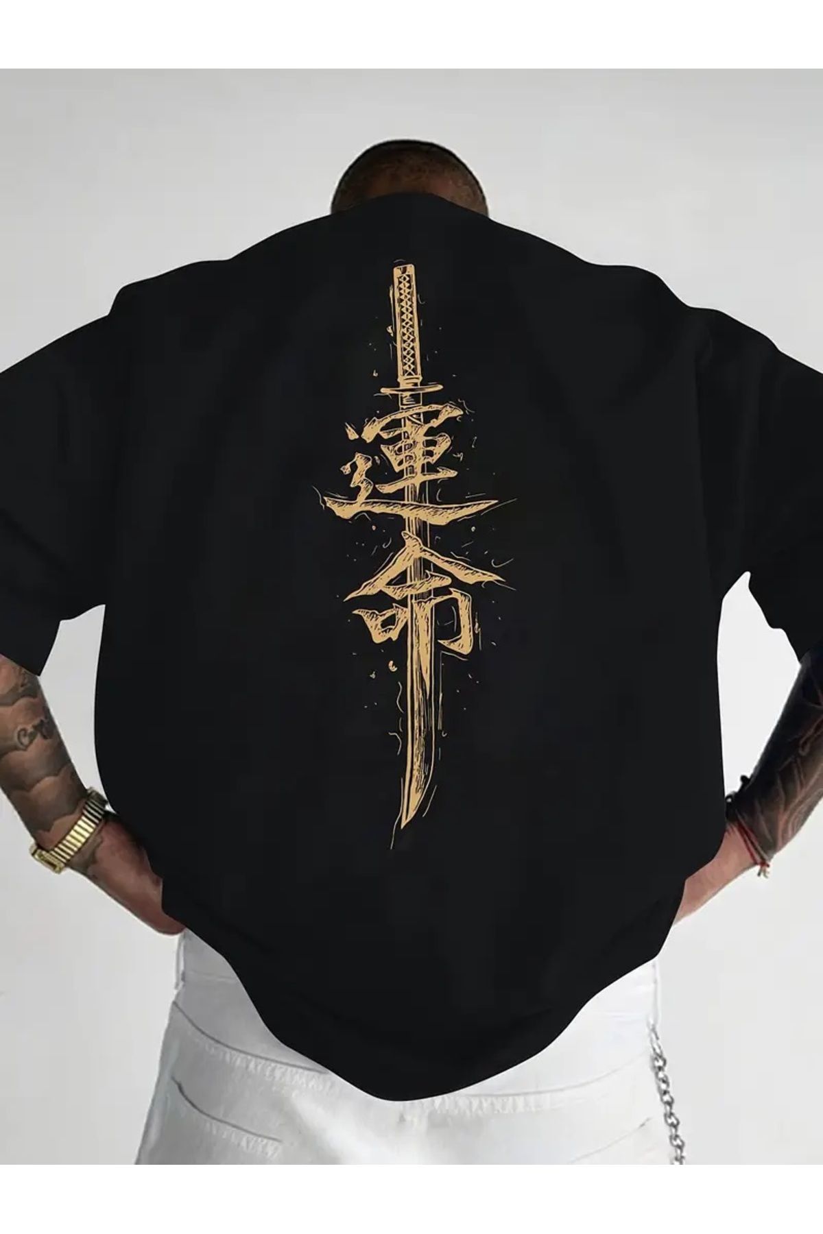 qubo sportswear & company qubo Unisex Oversize Baskılı Pamuklu Bisiklet Yaka Kısa Kollu SİYAH T-shirt