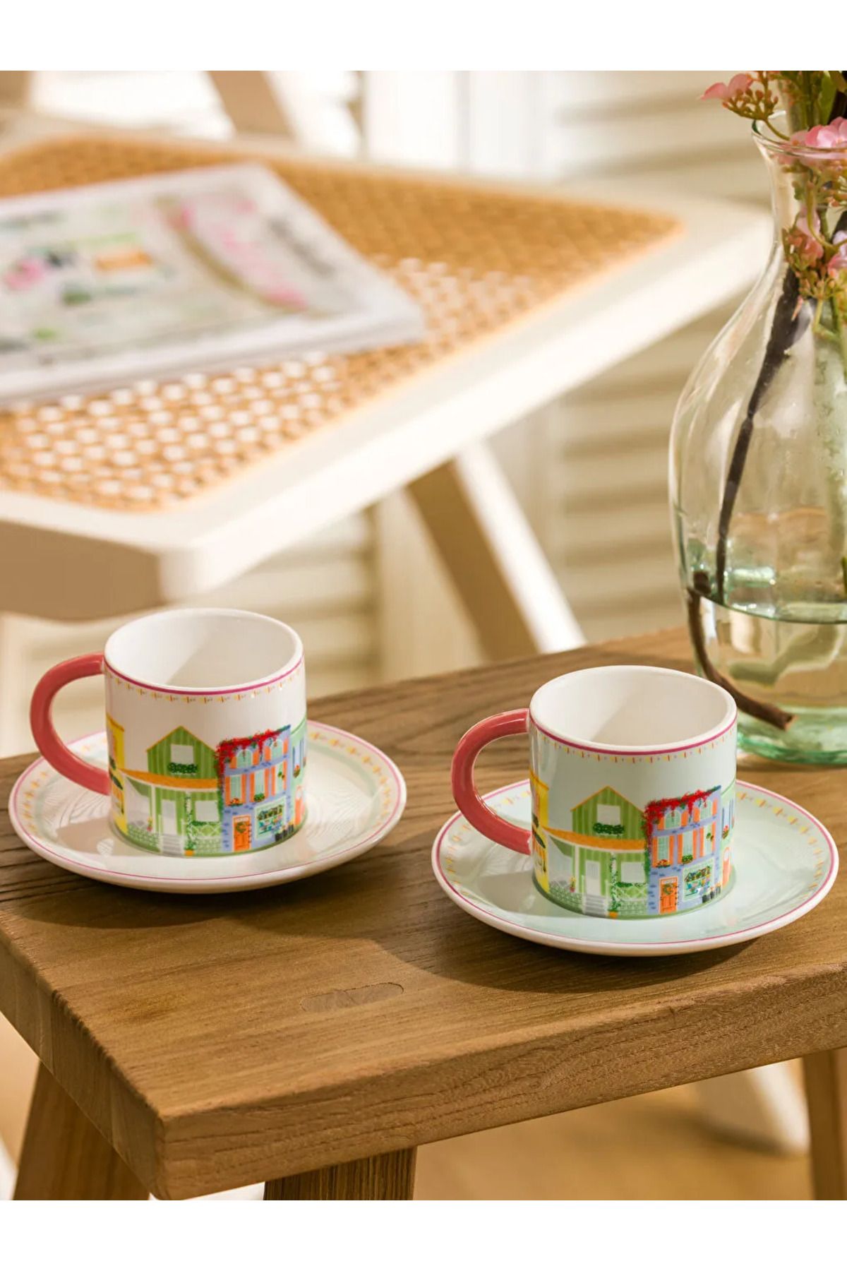 LC Waikiki-Lcw Home Mixed Printed 2 Person Porcelain Coffee Cup Set 90 ml 2