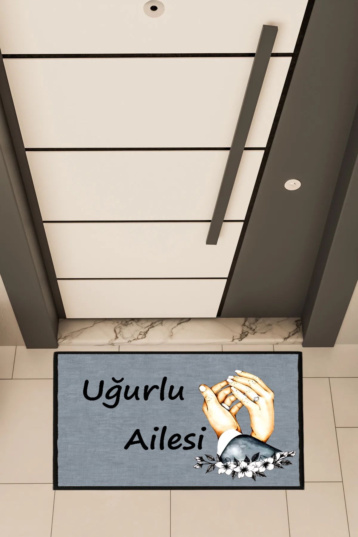 Hediyefoni Soyisimli Birleşen Eller Kişiye Özel Tasarım Kapi Paspas 60x40cm Kapi Onu Paspasi