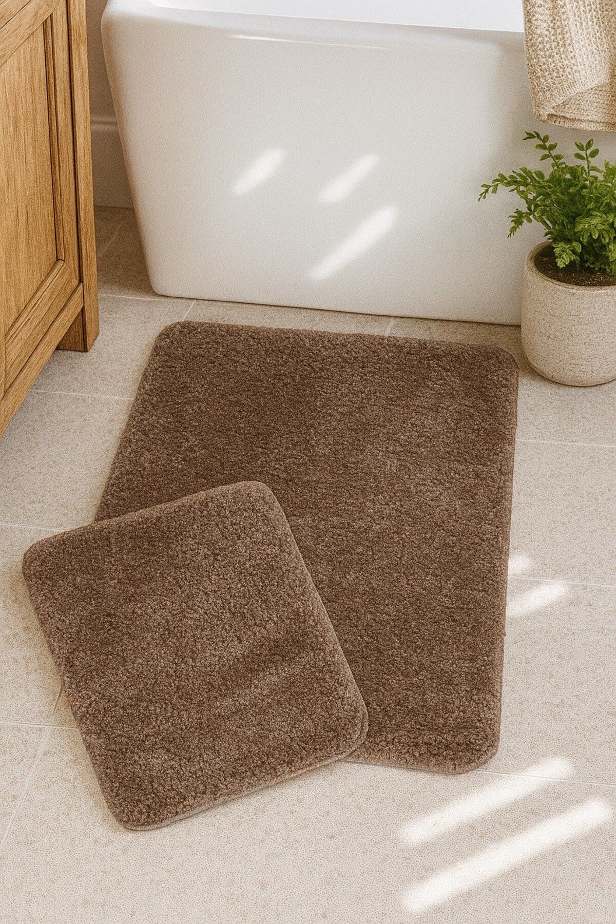 EUROBANO Yumuşacık Yıkanabilir Kaymaz Taban 2'li set Banyo Paspası / Sheepline Koleksiyonu