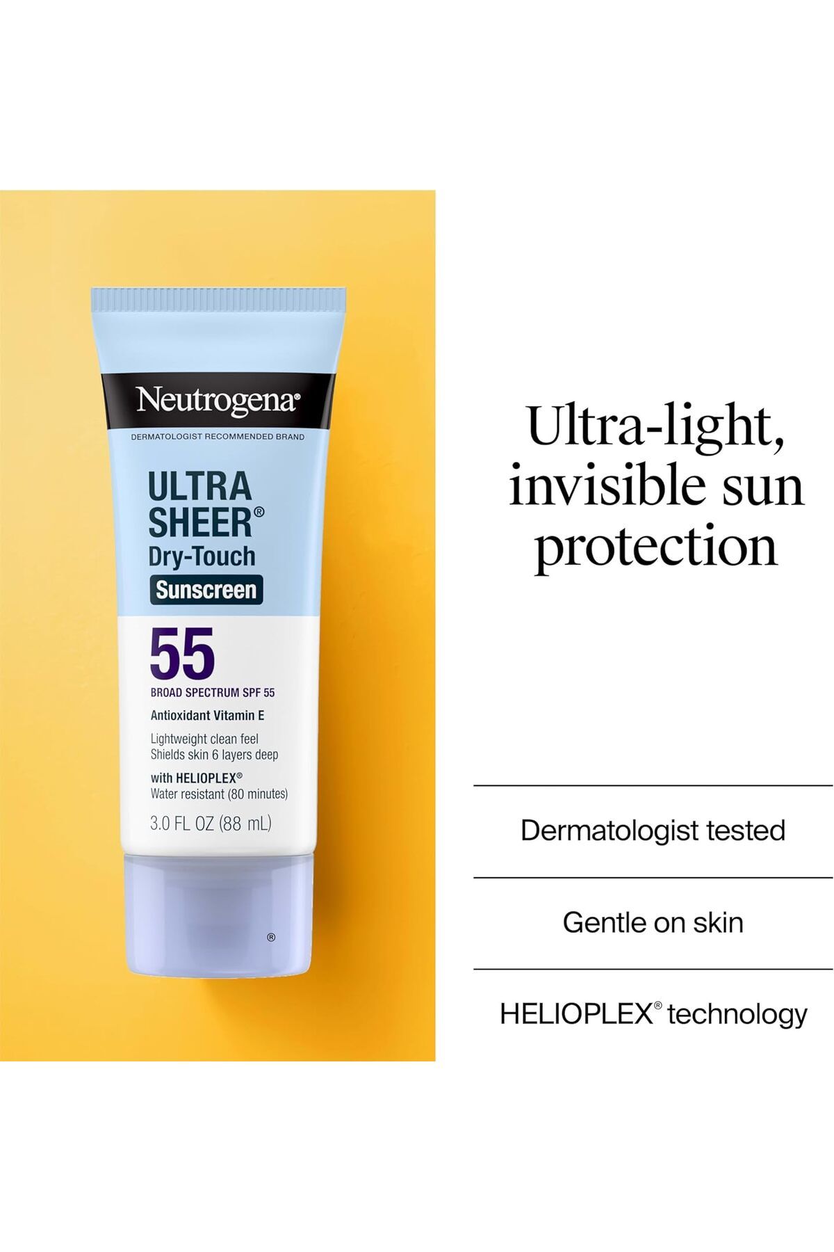 Neutrogena-Ultra Sheer Dry-Touch Sunscreen Lotion, Broad Spectrum SPF 55 UVA/UVB Protection, Oxybenz 5