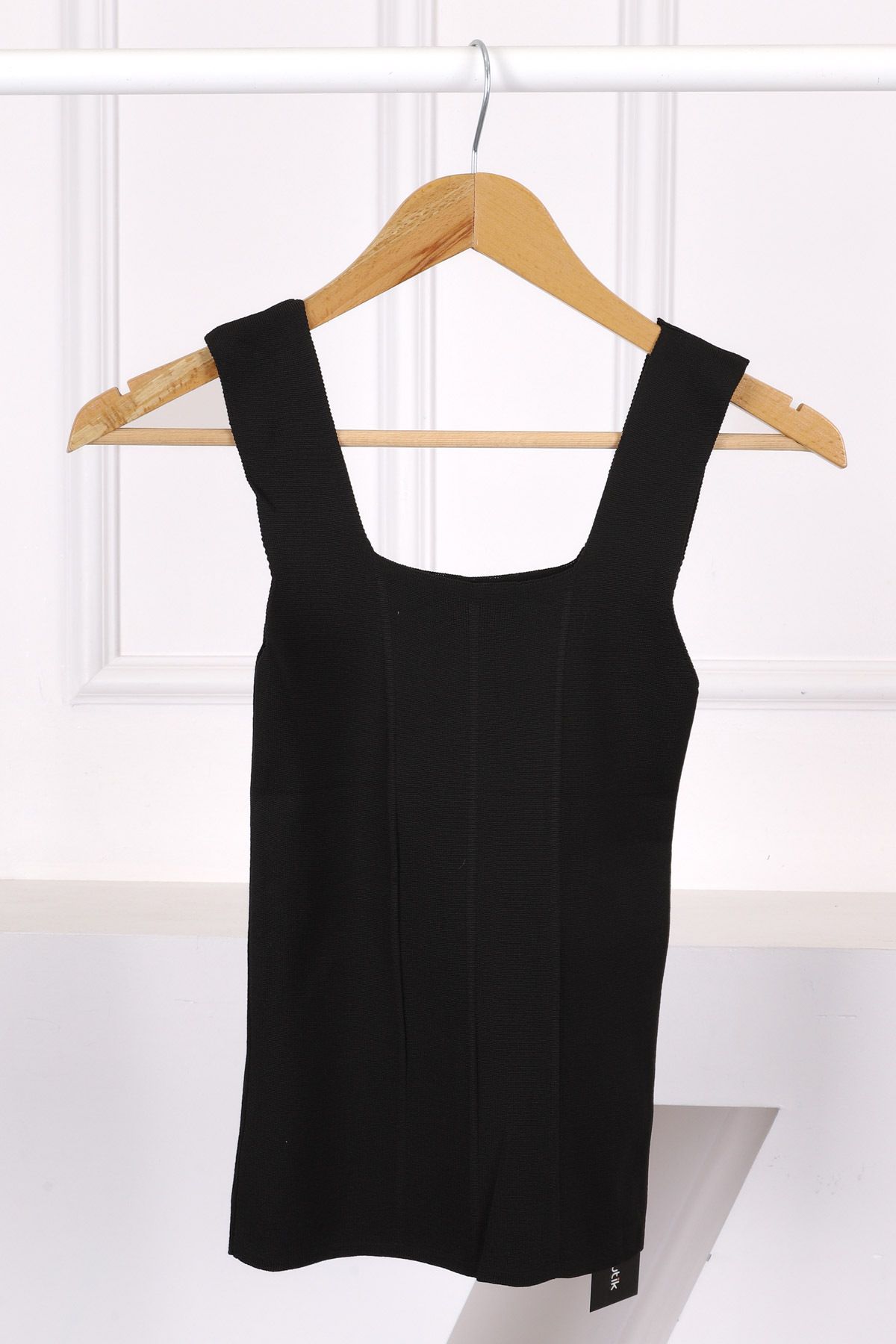 İmajButik Siyah Merserize Kare Yaka Bluz