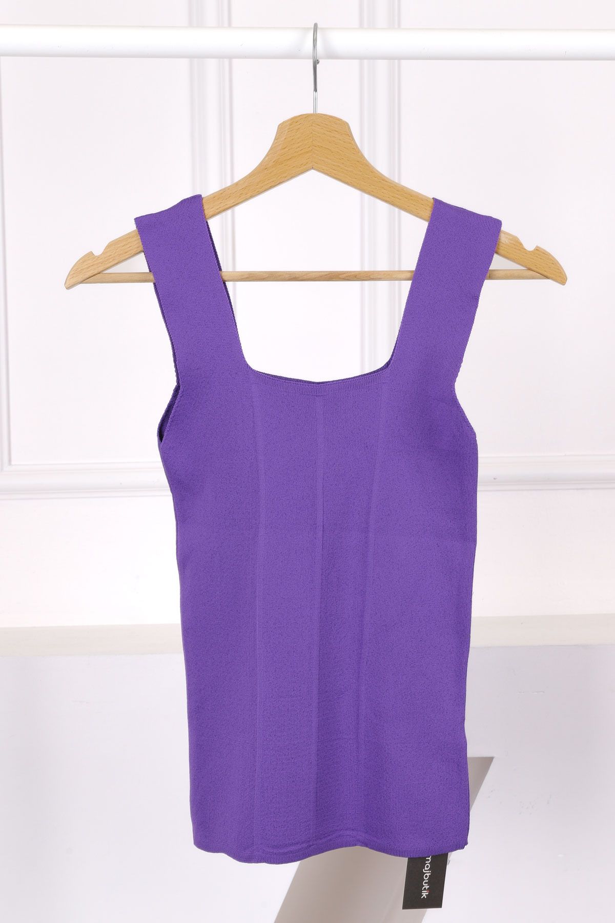 İmajButik Mor Merserize Kare Yaka Bluz