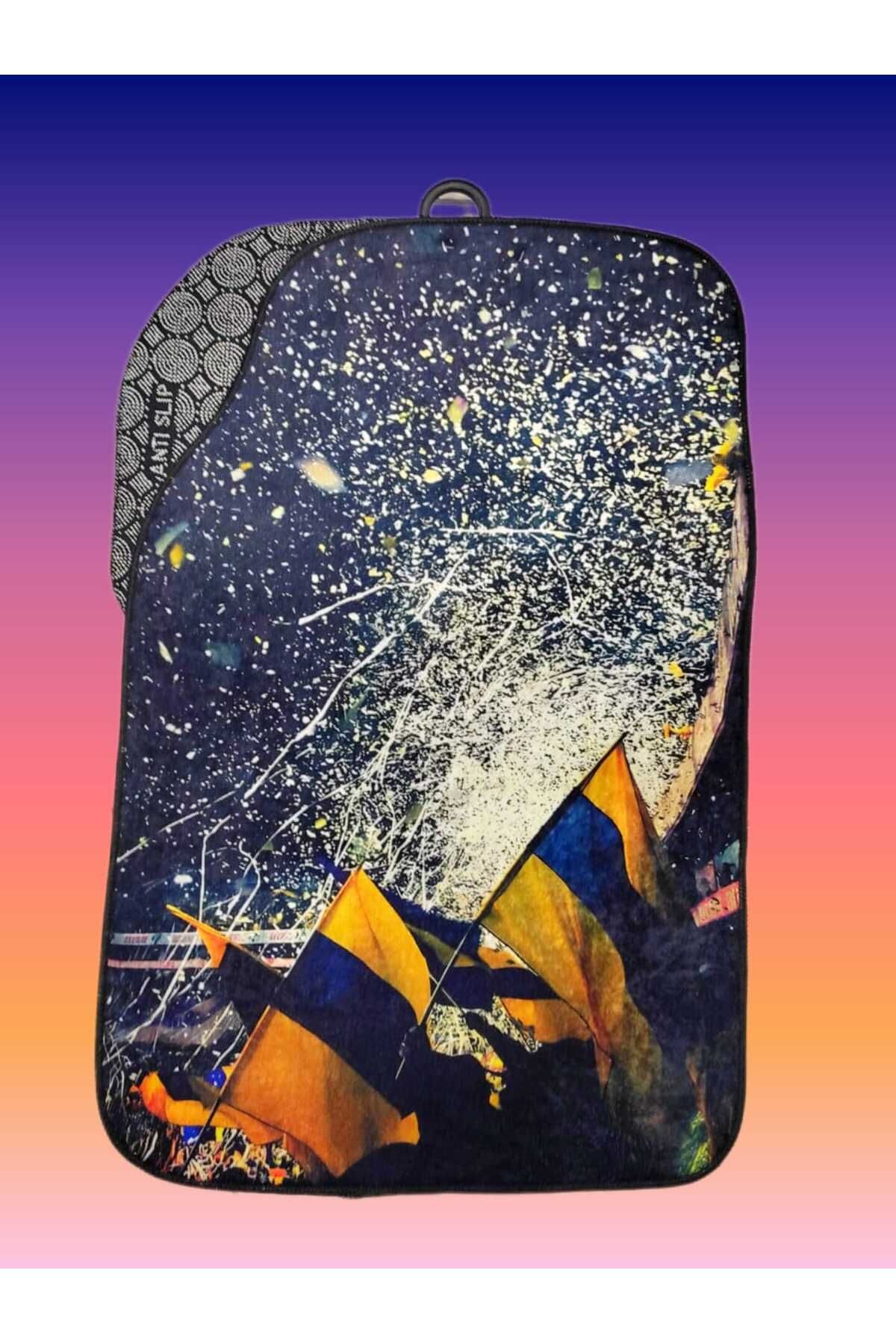 SS Oto Özel Tasarım Dijital Baskılı 4'lü Oto Halı Paspas Takımı Kaymaz Tabanlı Overloklu (48X72 & 35X48) Cm