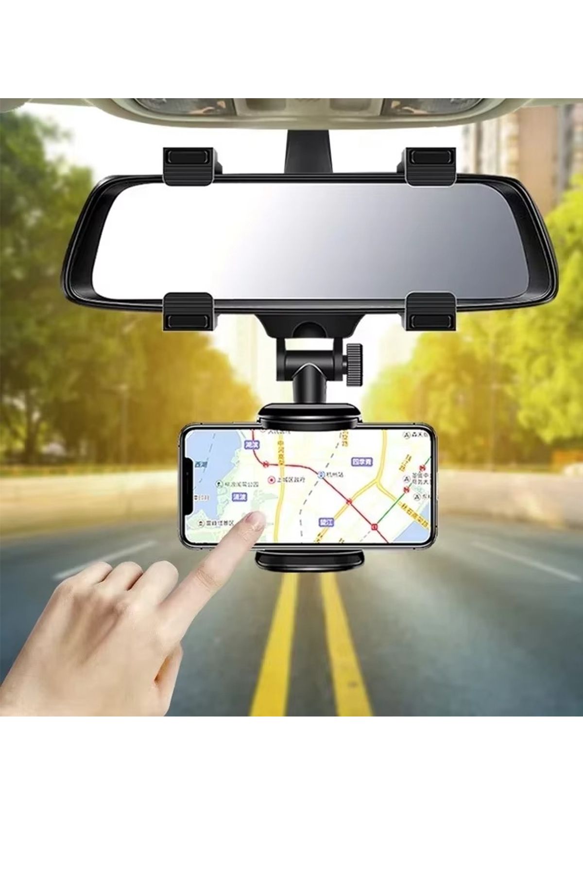 MeyZone Araba Dikiz Aynası Teleskobik Telefon Tutucu 360° Oynar Akrobatik Telefon Tutacağı