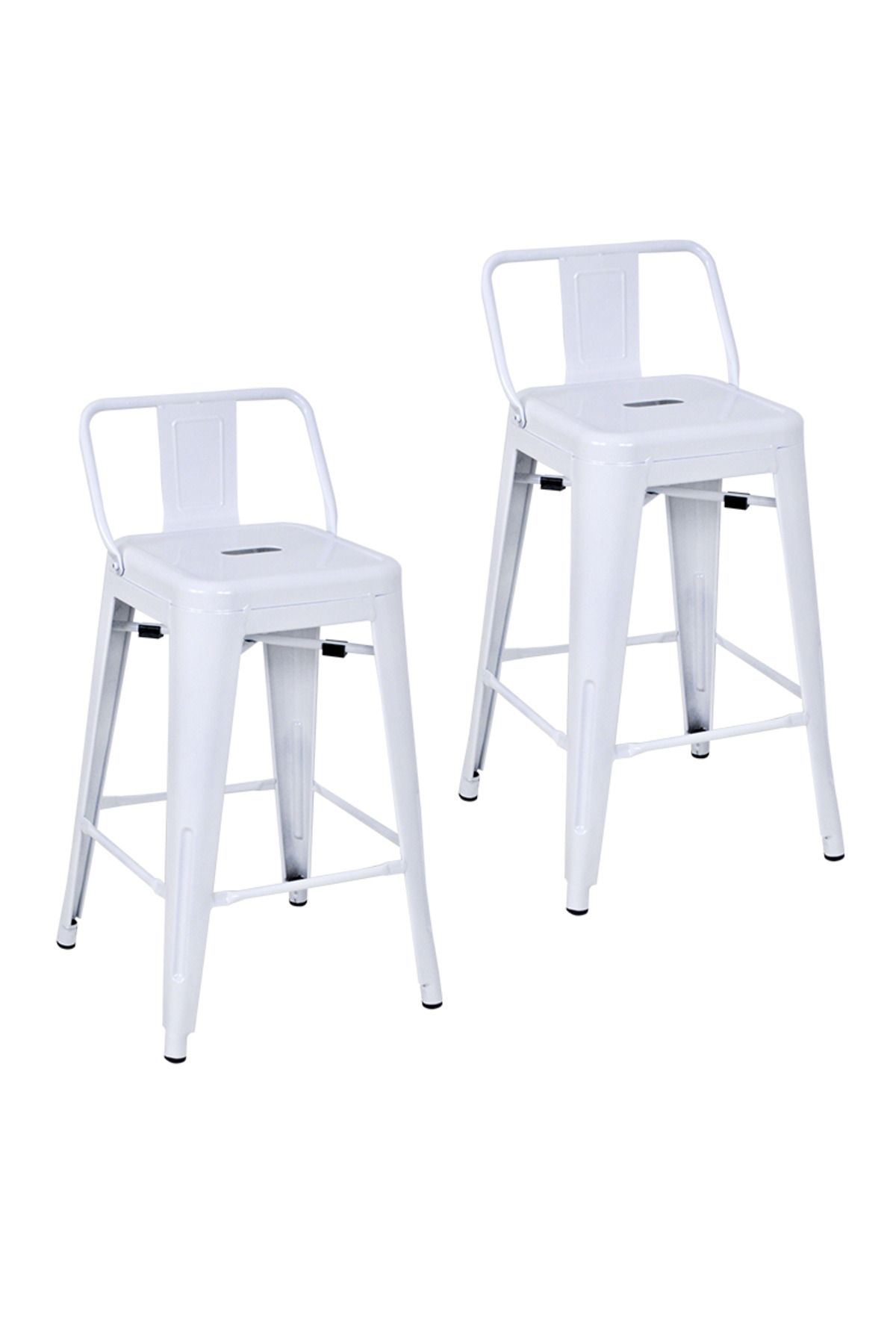 ChairLife Tolix Sırtlı Yüksek Metal Tabure (2 Adet)
